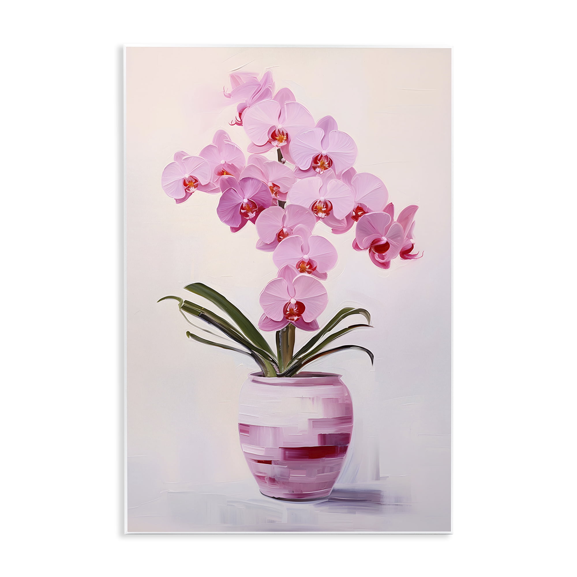 Stupell Industries Rosy Pink Orchid Botanical & Floral Painting Unframed Art Print Wall Art, 13 x 19