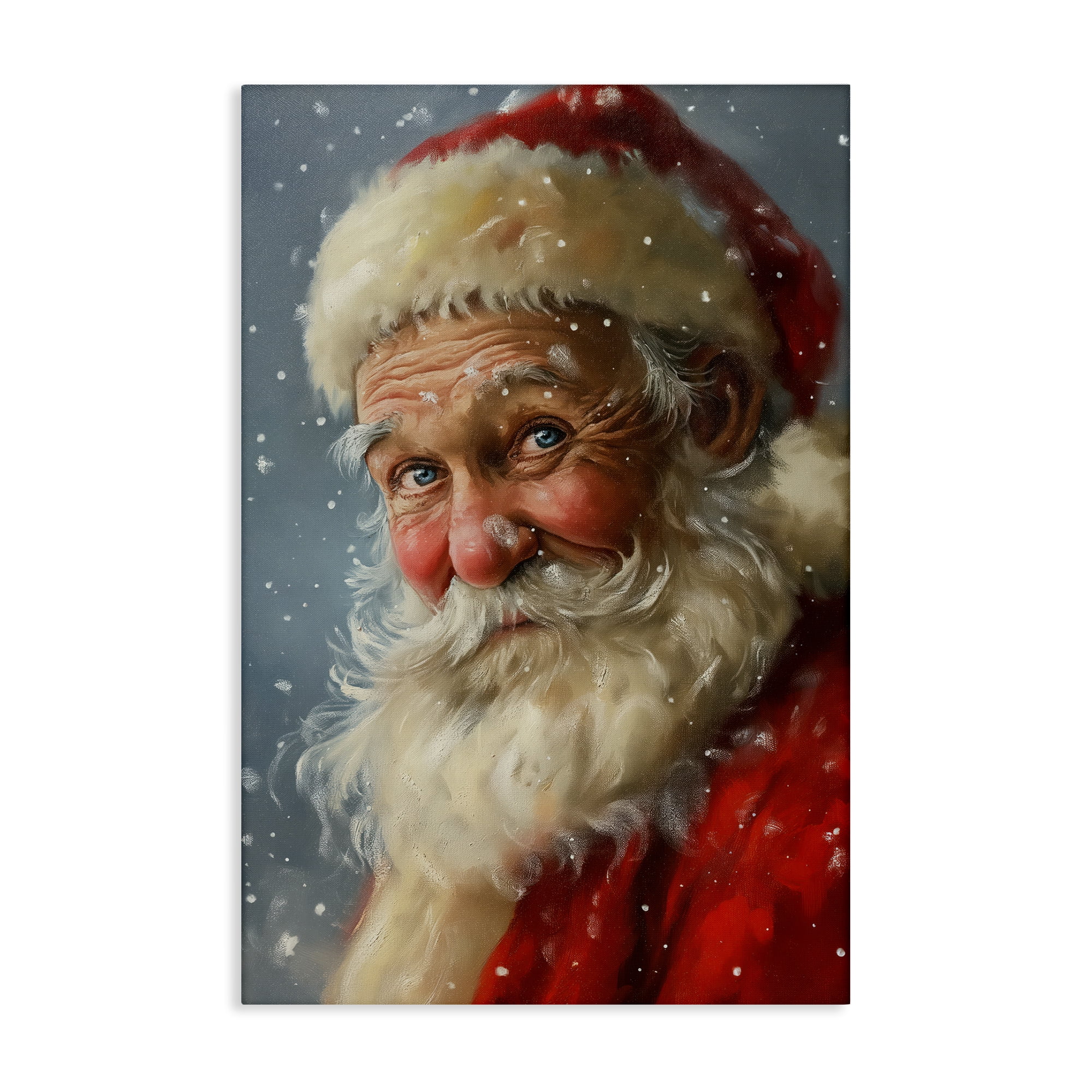 Stupell Industries Rosy Santa Portrait Holiday Painting Gallery Wrapped Canvas Art Print Wall Art, 16 x 24
