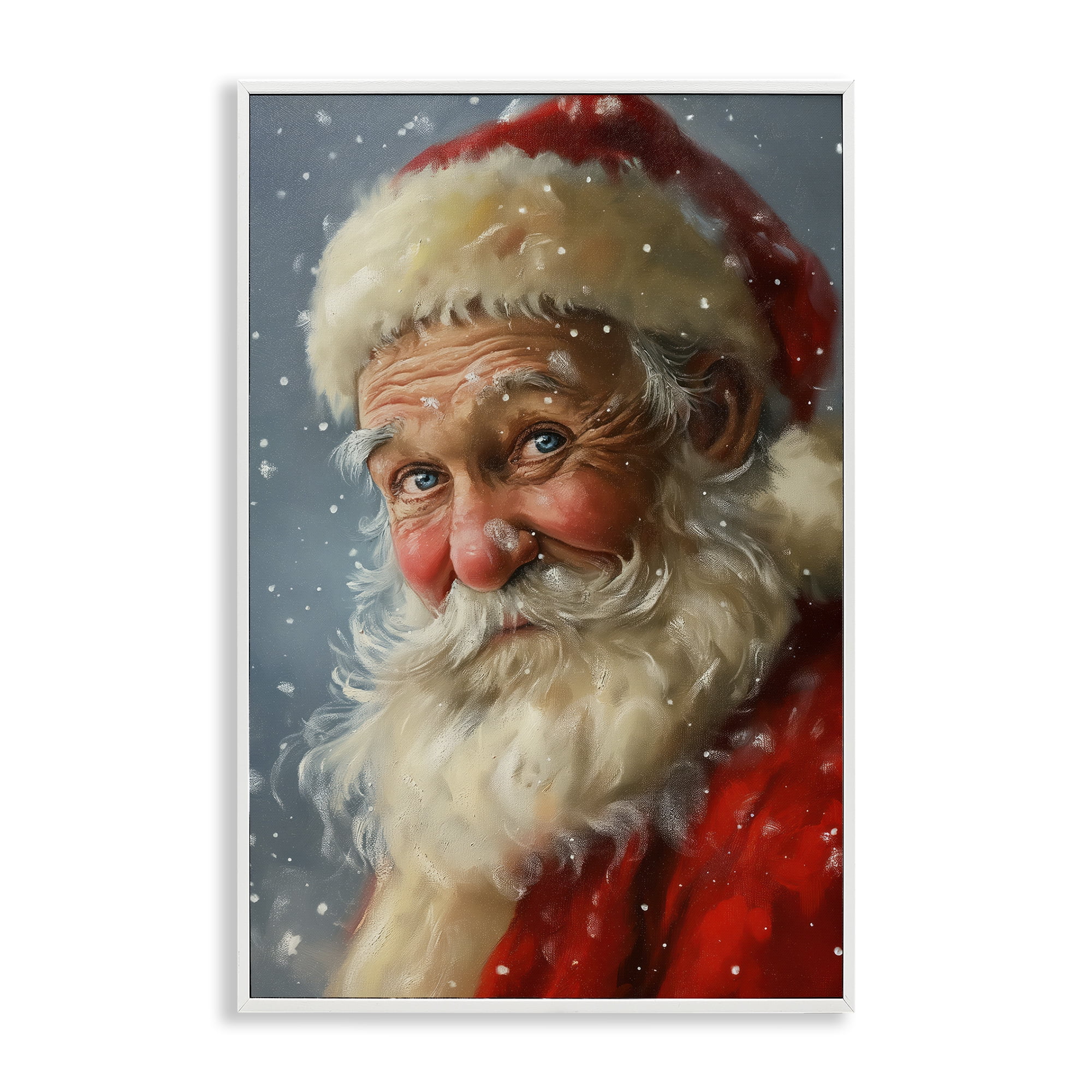 Stupell Industries Rosy Santa Portrait Holiday Painting White Framed Art Print Wall Art, 20 x 30