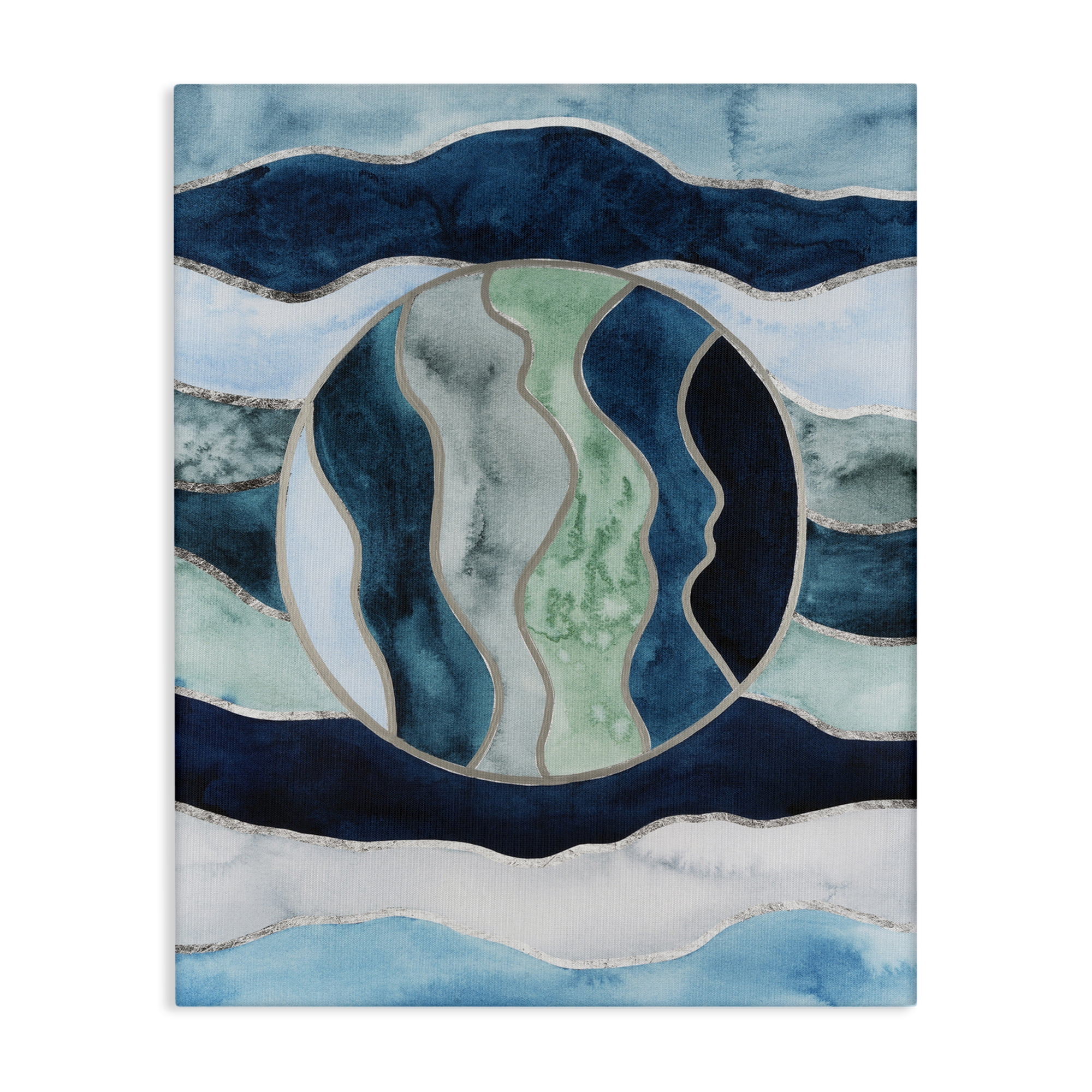 Stupell Industries Rotated Circle on Waves Abstract Painting Wrapped Canvas Art Print Wall Art, 24 x 30