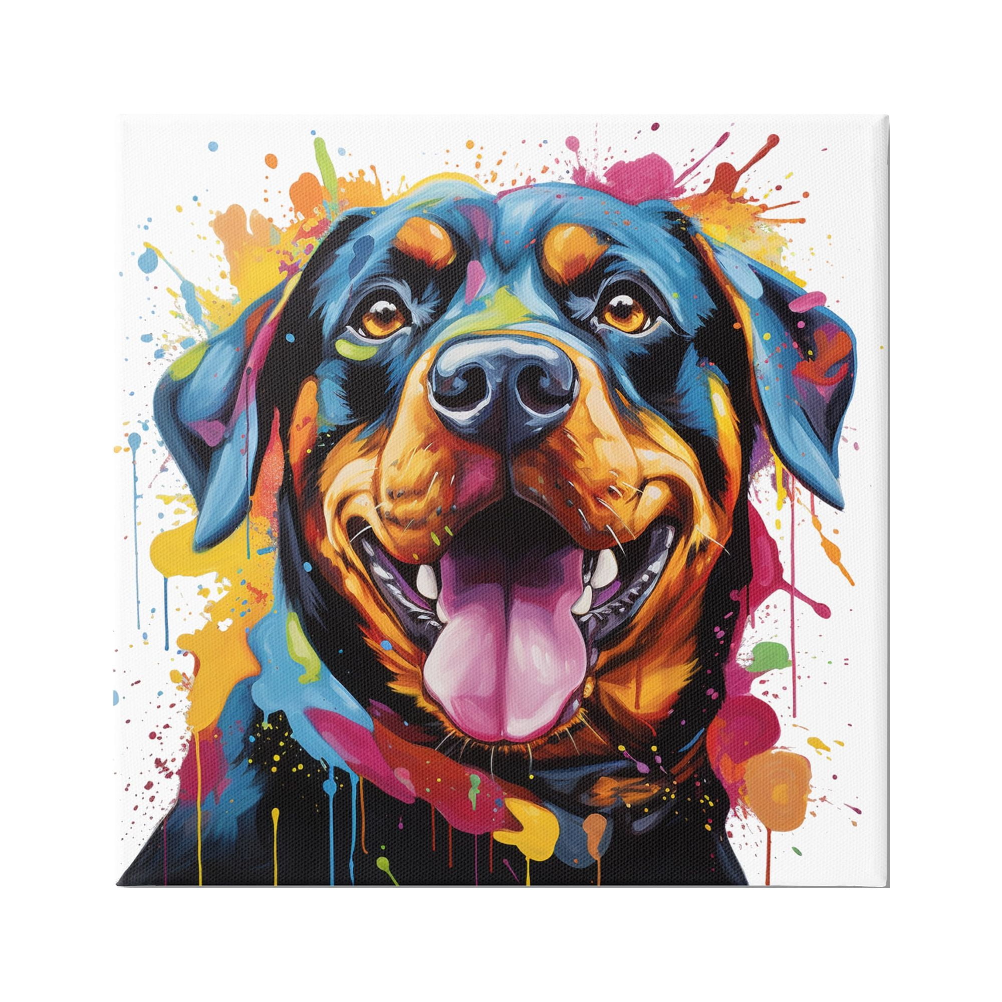 Stupell Industries Rottweiler with Paint Splash Animals & Insects Painting Gallery Wrapped Canvas Art Print Wall Art, 24 x 24