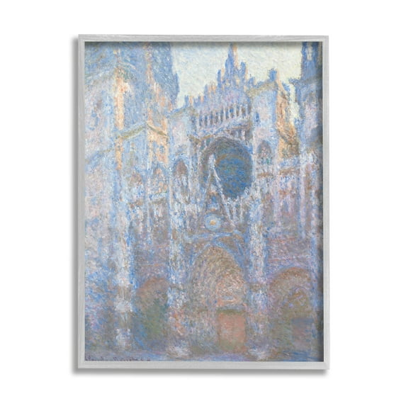 Stupell Industries Rouen Cathedral West Facade Classic Claude Monet Painting Painting Gray Framed Art Print Wall Art, Design by one1000paintings