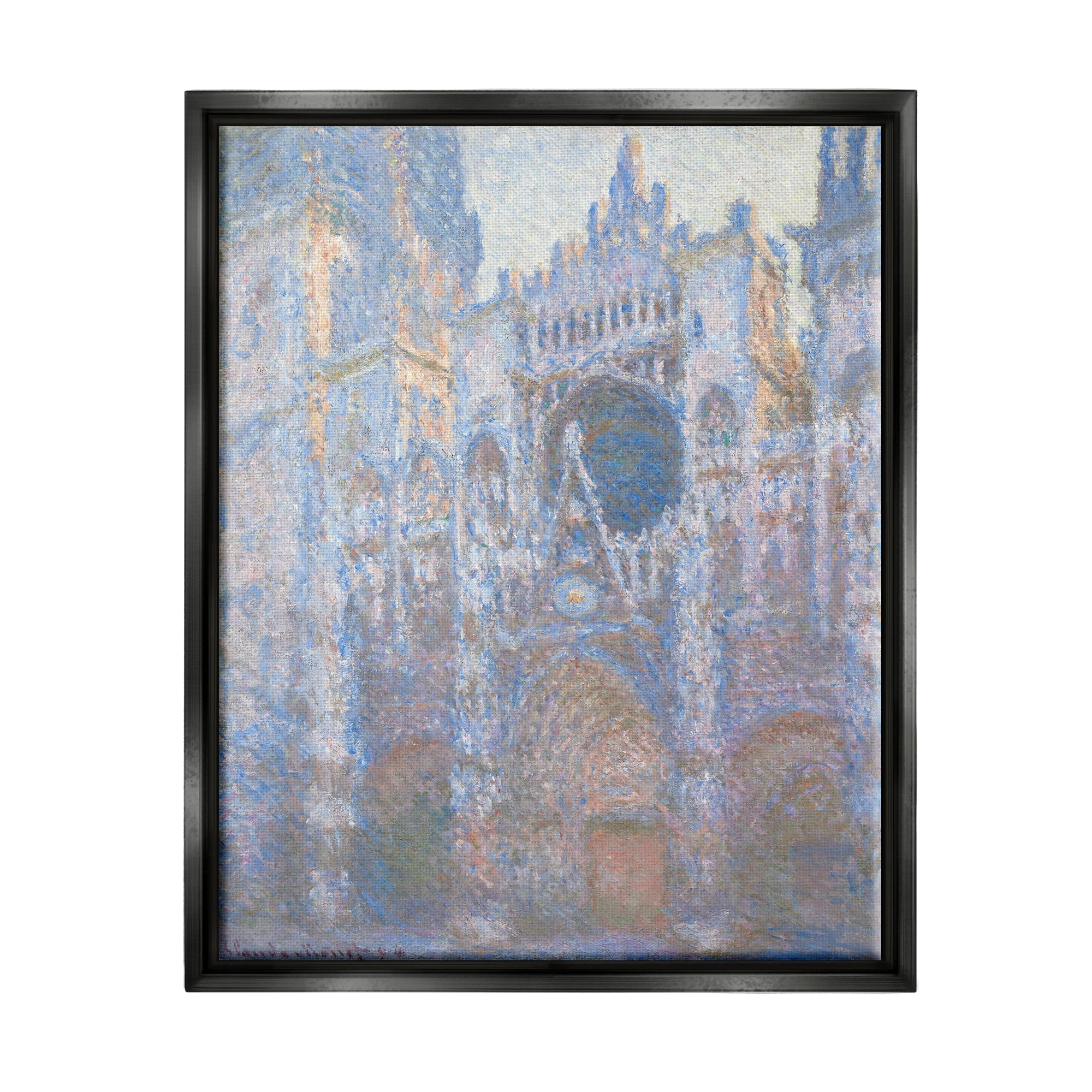 Stupell Industries Rouen Cathedral West Facade Classic Claude Monet Painting Painting Jet Black Floating Framed Canvas Print Wall Art, Design by one1000paintings