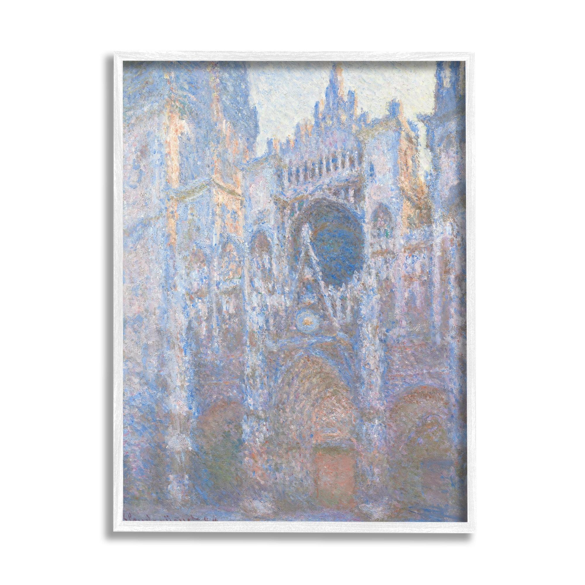 Stupell Industries Rouen Cathedral West Facade Classic Claude Monet Painting Painting White Framed Art Print Wall Art, Design by one1000paintings