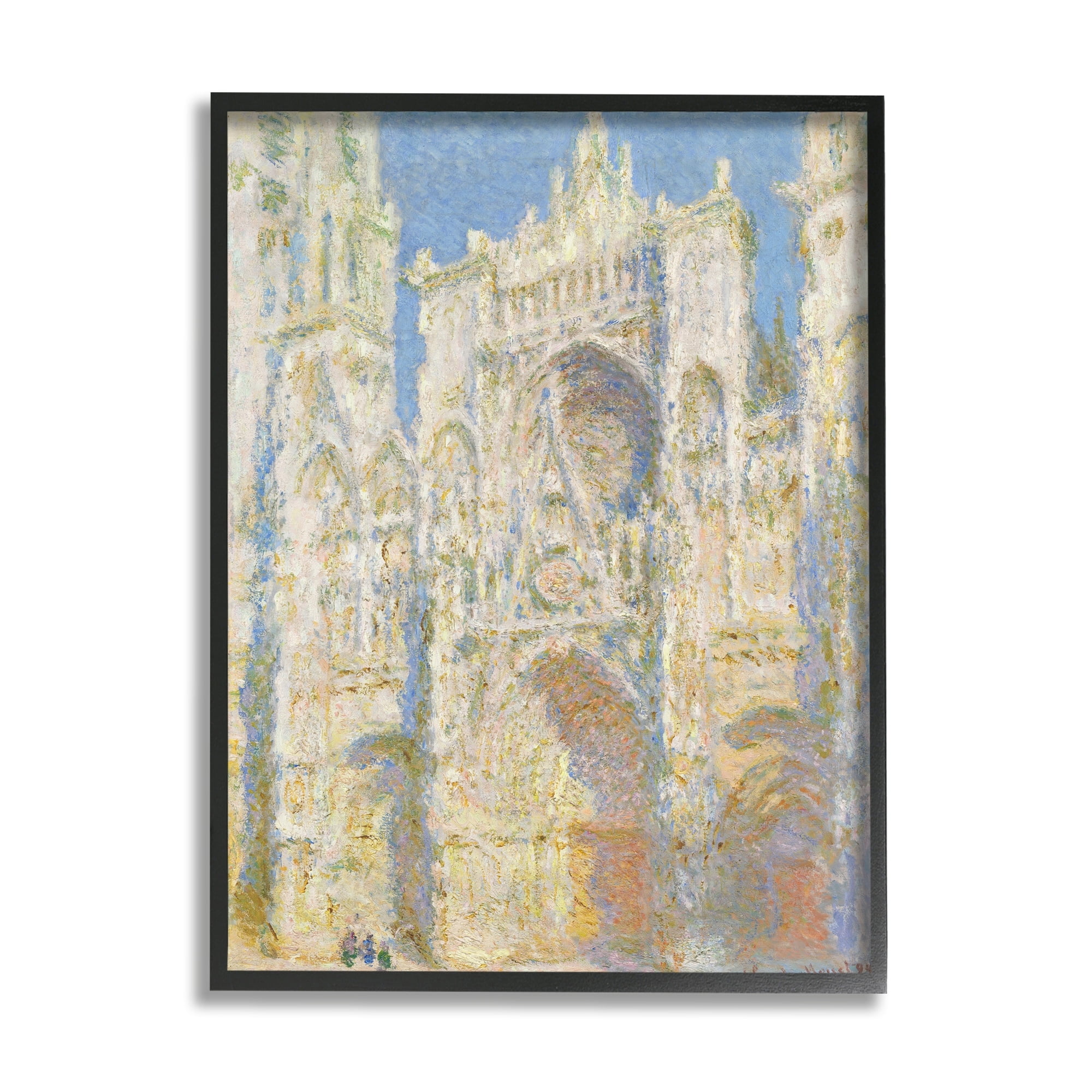 Stupell Industries Rouen Cathedral, West Facade Sunlight Claude Monet Painting Painting Black Framed Art Print Wall Art, Design by one1000paintings