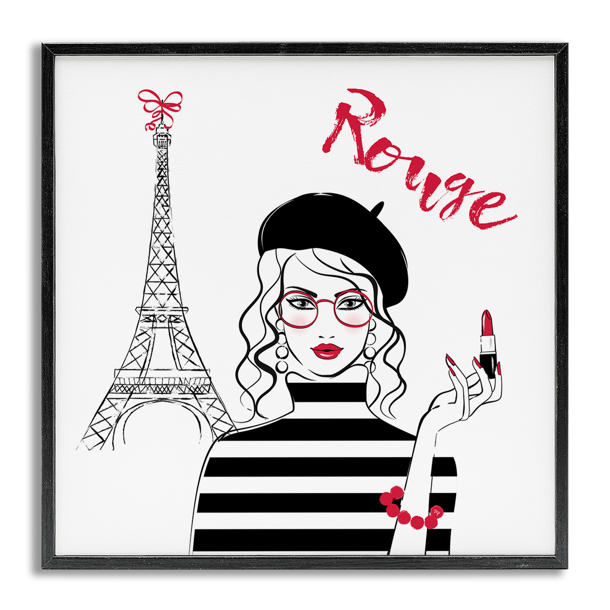 Stupell Industries Rouge Parisian Fashion Novelty Painting Gray Framed Art Print Wall Art, 24 x 24
