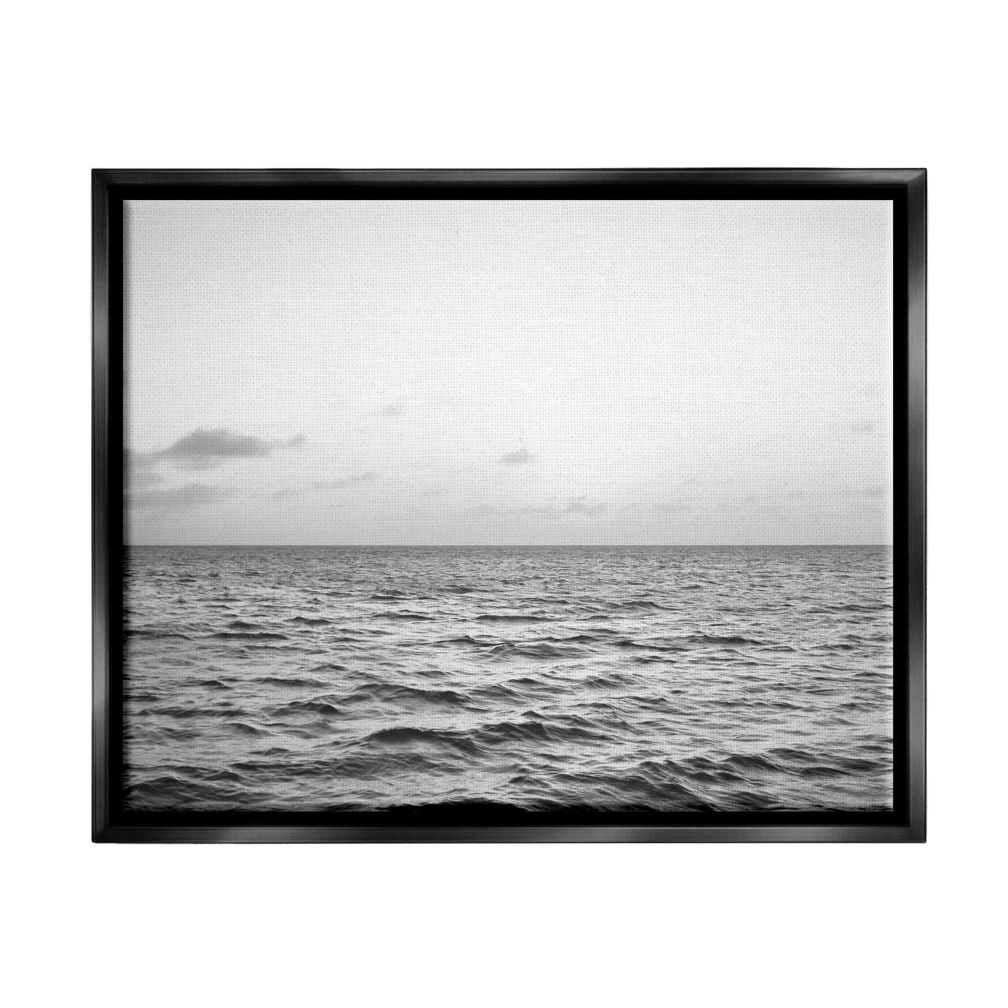 Stupell Industries Rough Grey Sea Waves Nature Photography Black Floater Framed Art Print Wall Art, 21 x 17