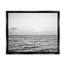 Stupell Industries Rough Grey Sea Waves Nature Photography Black Floater Framed Art Print Wall Art, 21 x 17