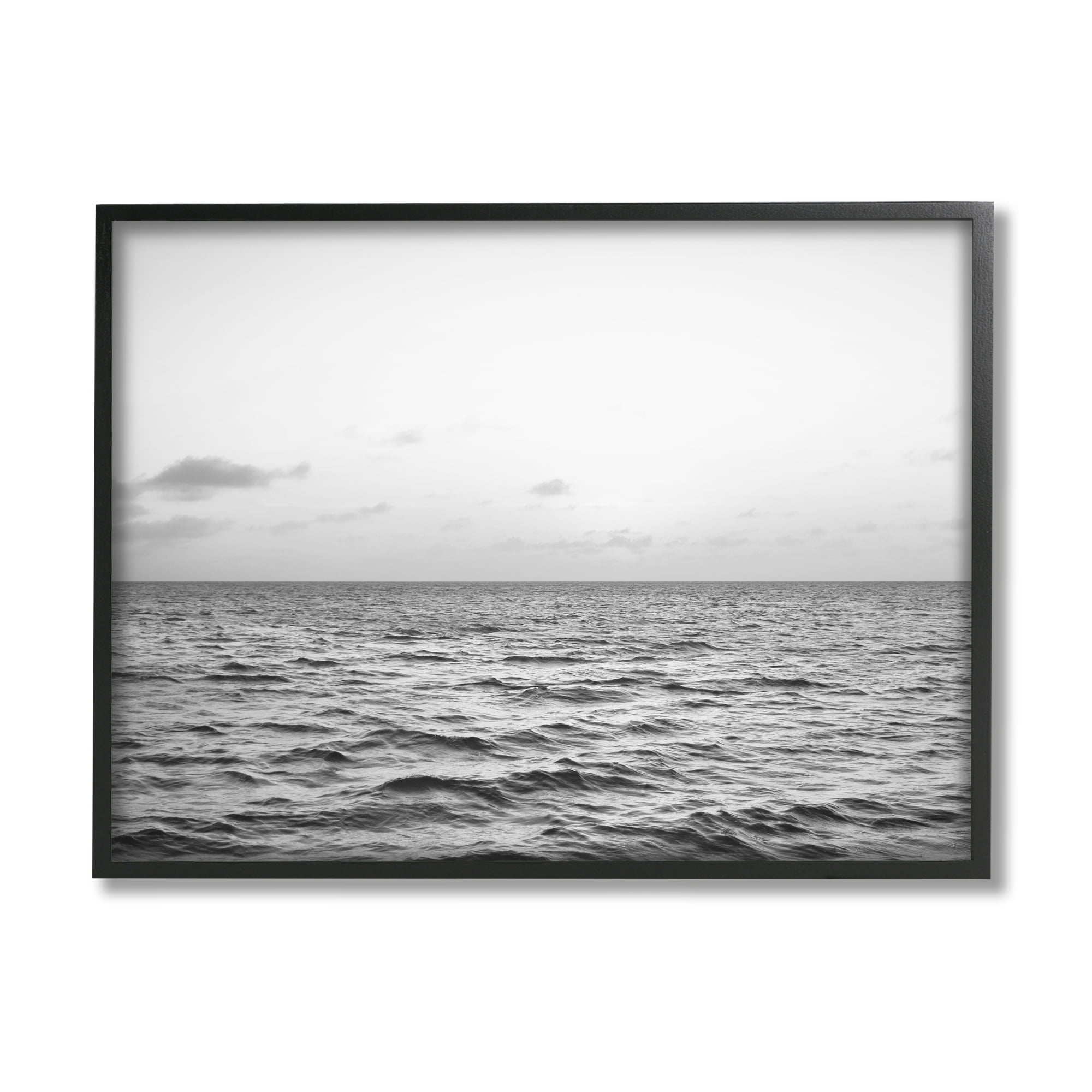 Stupell Industries Rough Grey Sea Waves Nature Photography Black Framed Art Print Wall Art, 30 x 24