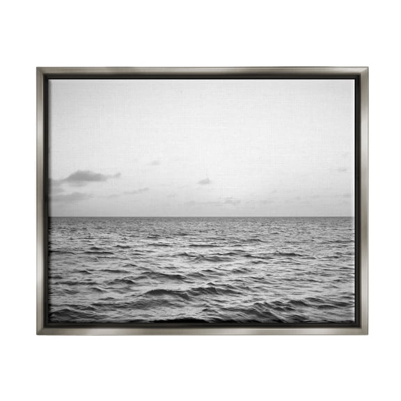 Stupell Industries Rough Grey Sea Waves Nature Photography Gray Floater Framed Art Print Wall Art, 21 x 17