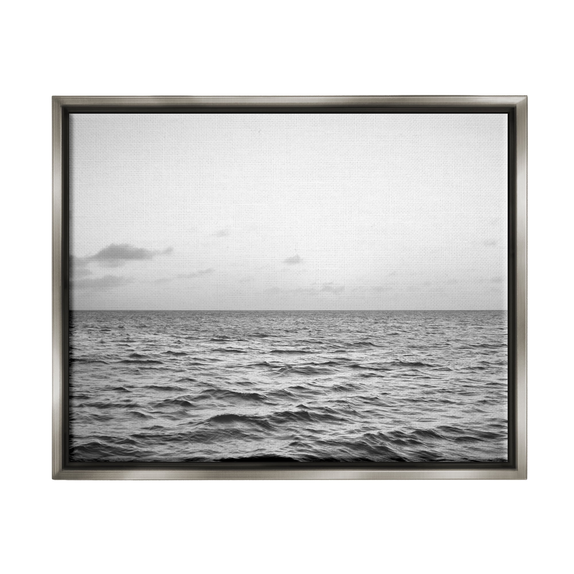 Stupell Industries Rough Grey Sea Waves Nature Photography Gray Floater Framed Art Print Wall Art, 31 x 25