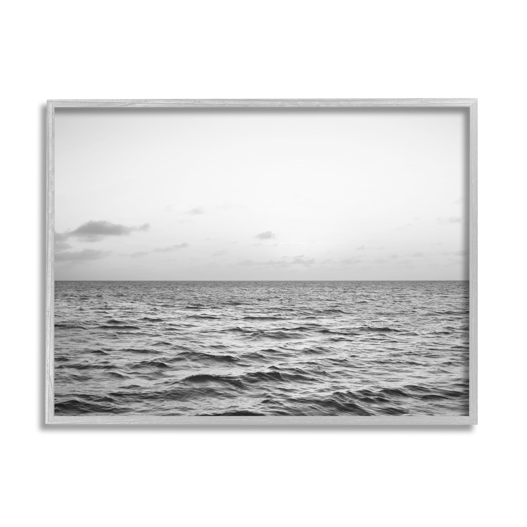 Stupell Industries Rough Grey Sea Waves Nature Photography Gray Framed Art Print Wall Art, 30 x 24