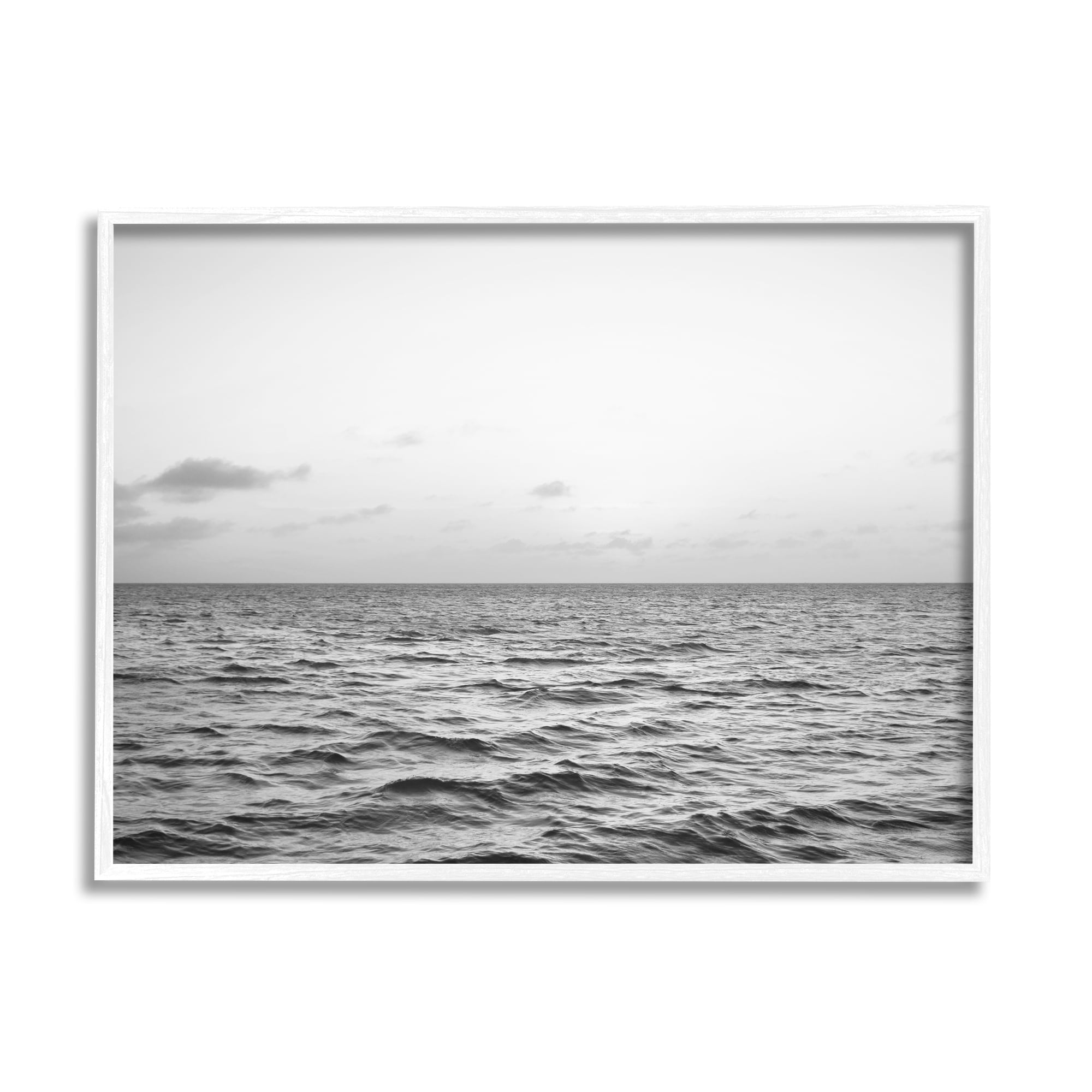 Stupell Industries Rough Grey Sea Waves Nature Photography White Framed Art Print Wall Art, 30 x 24