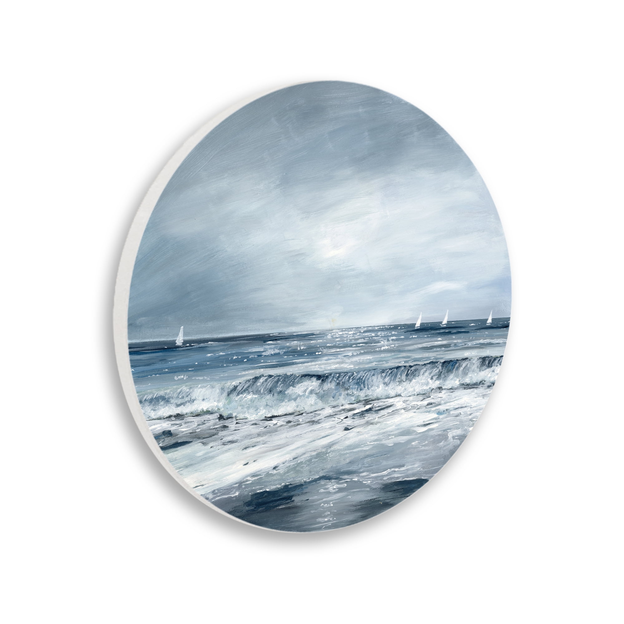 Stupell Industries Rough Sea Waves & Boats Circular Wall Plaque, design by Georgie Harrison