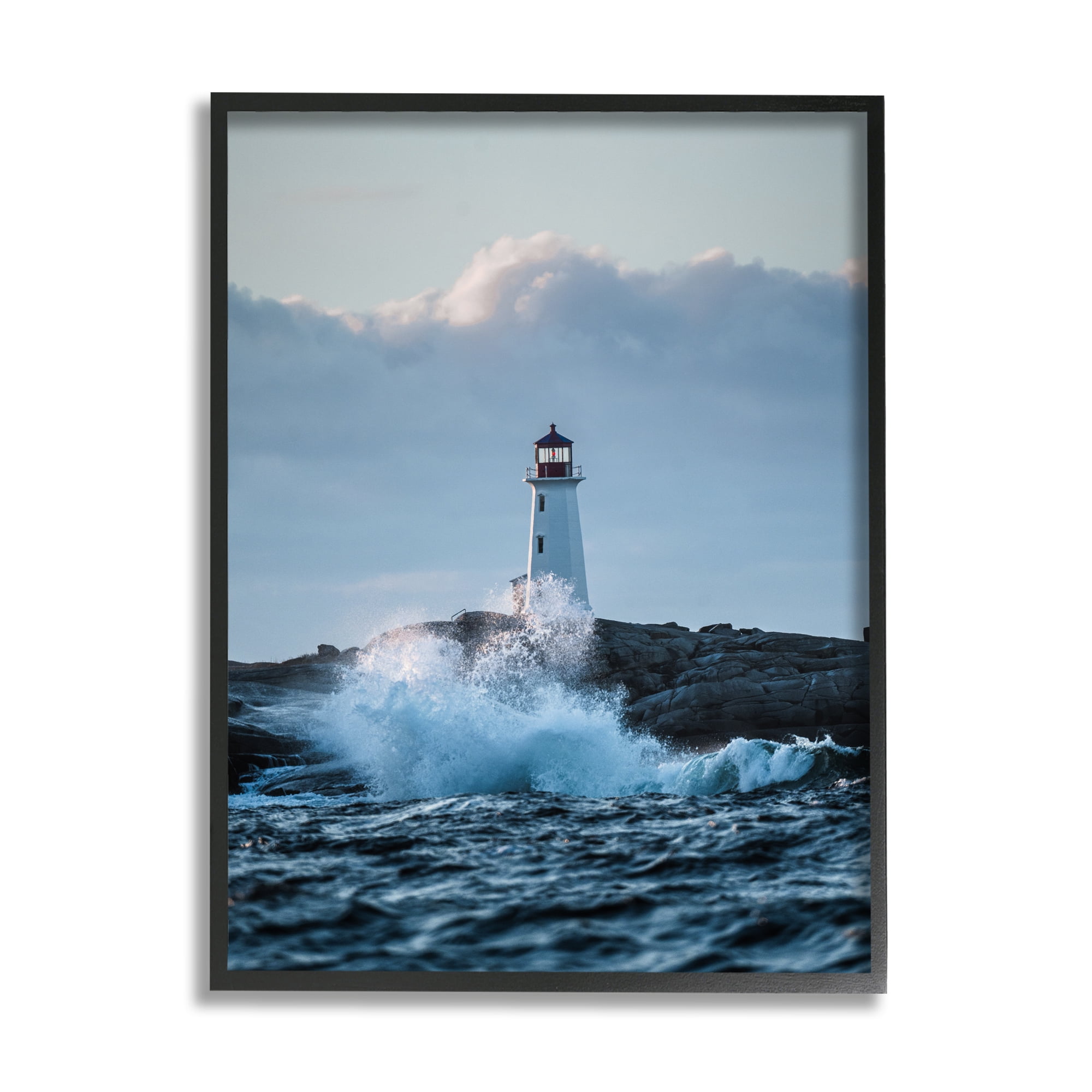Stupell Industries Rough Sea Waves Photography Landscape Photography Black Framed Art Print Wall Art, 24 x 30