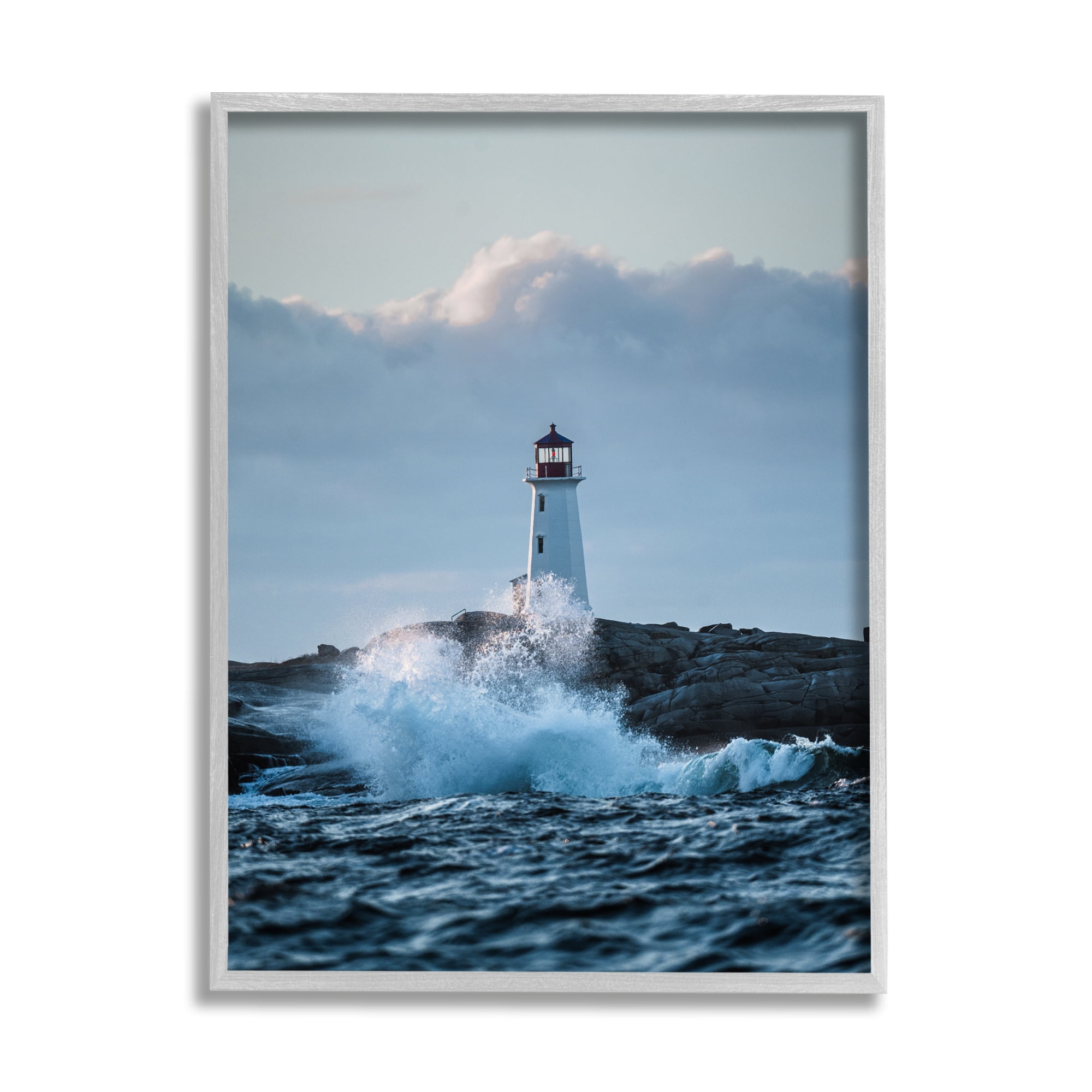 Stupell Industries Rough Sea Waves Photography Landscape Photography Gray Framed Art Print Wall Art, 16 x 20