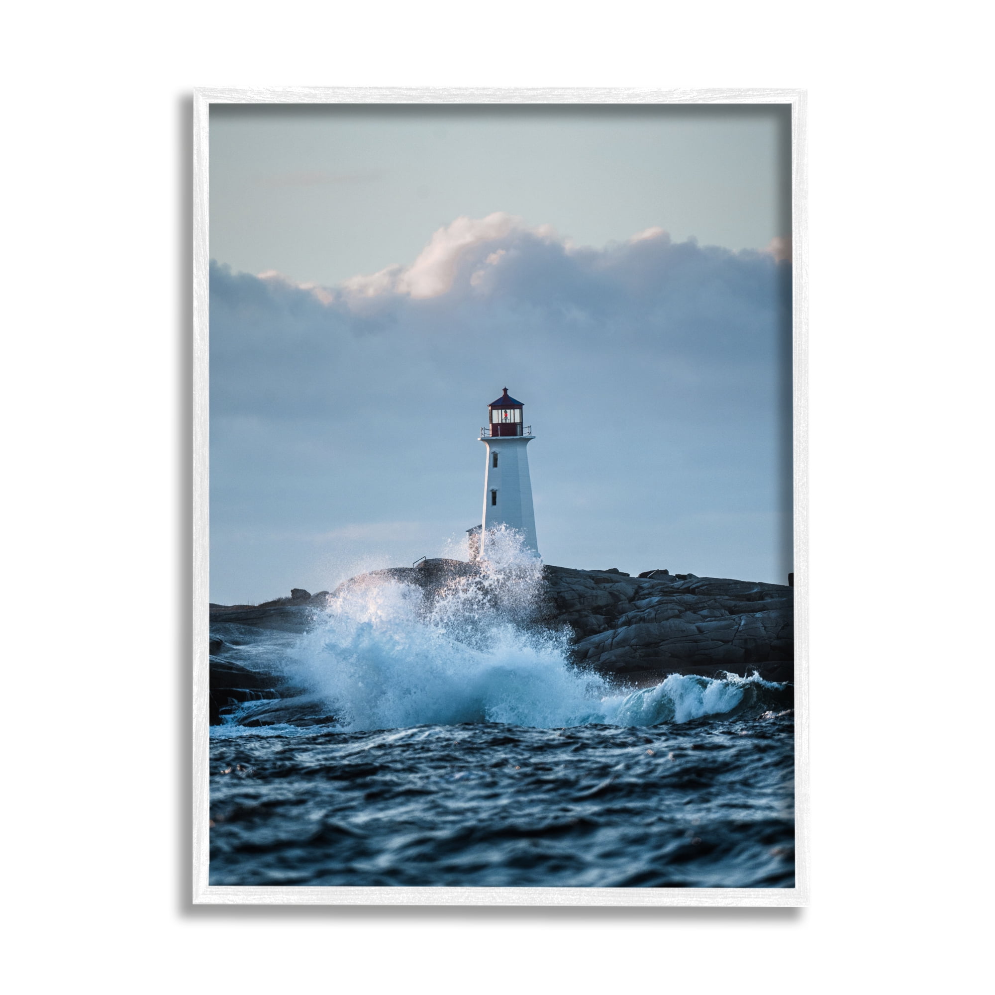 Stupell Industries Rough Sea Waves Photography Landscape Photography White Framed Art Print Wall Art, 24 x 30
