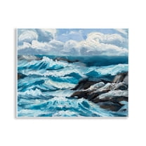 Stupell Industries Rough Sea Waves Splash Nautical & Beach Painting Unframed Art Print Wall Art, 14 x 11