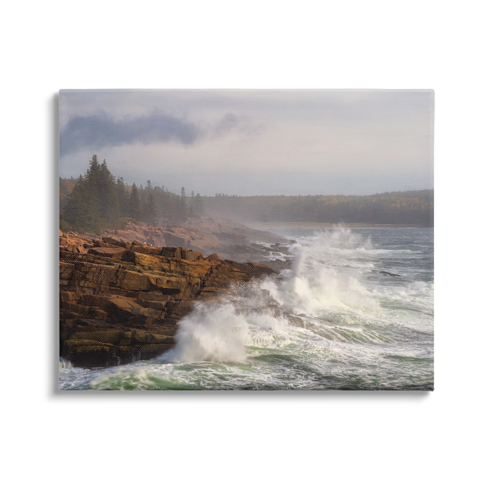 Stupell Industries Rough Waves on Cliff Landscape Photography Gallery Wrapped Canvas Art Print Wall Art, 30 x 24
