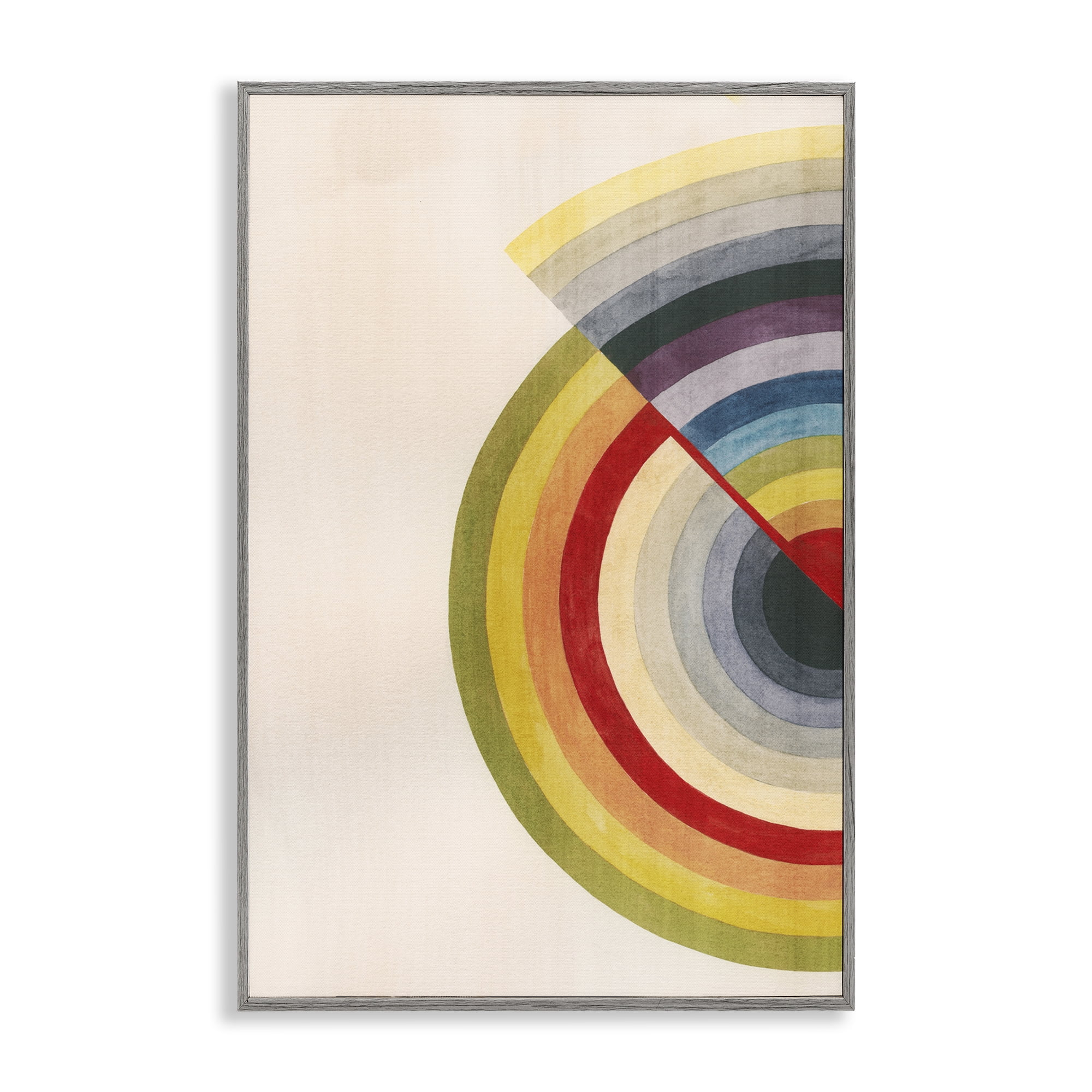 Stupell Industries Round Alternating Stripes Abstract Painting Gray Framed Art Print Wall Art, 20 x 30