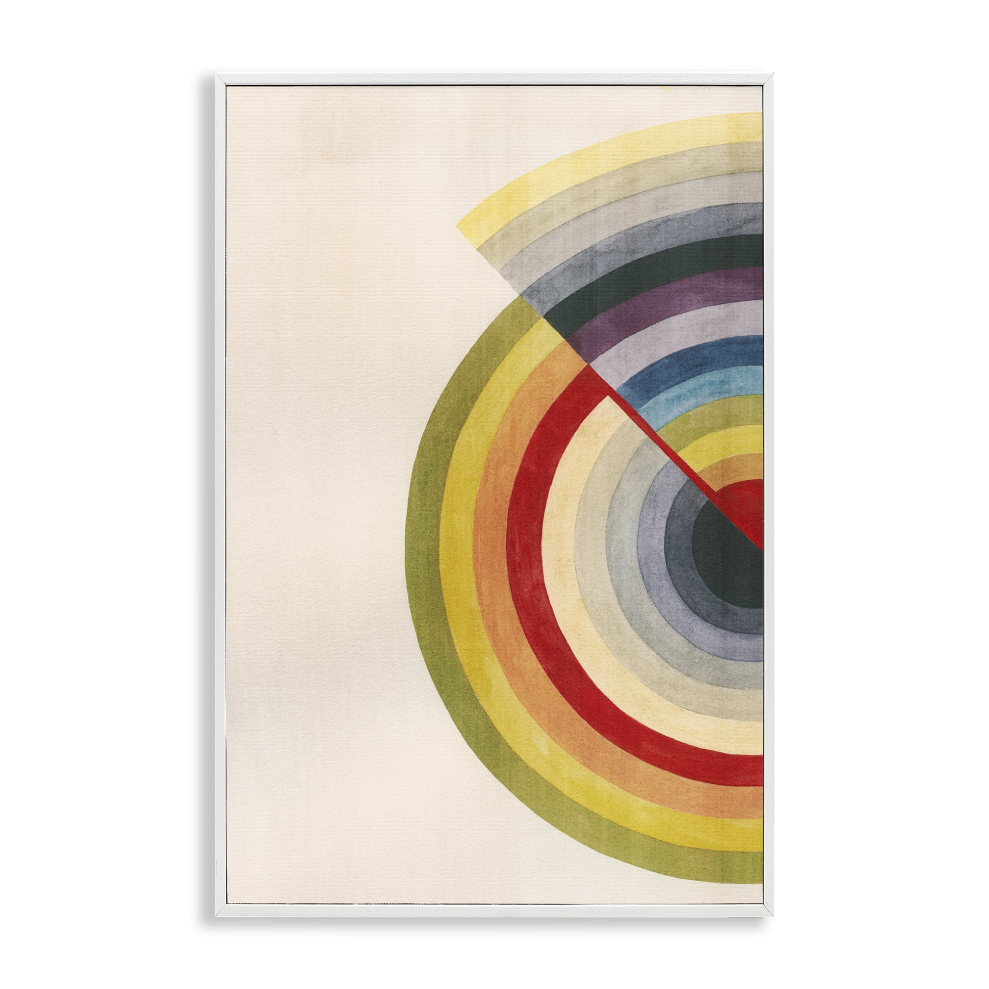 Stupell Industries Round Alternating Stripes Abstract Painting White Framed Art Print Wall Art, 20 x 30
