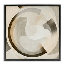 Stupell Industries Round Arches Neutral Abstract Painting Black Framed Art Print Wall Art, 12 x 12