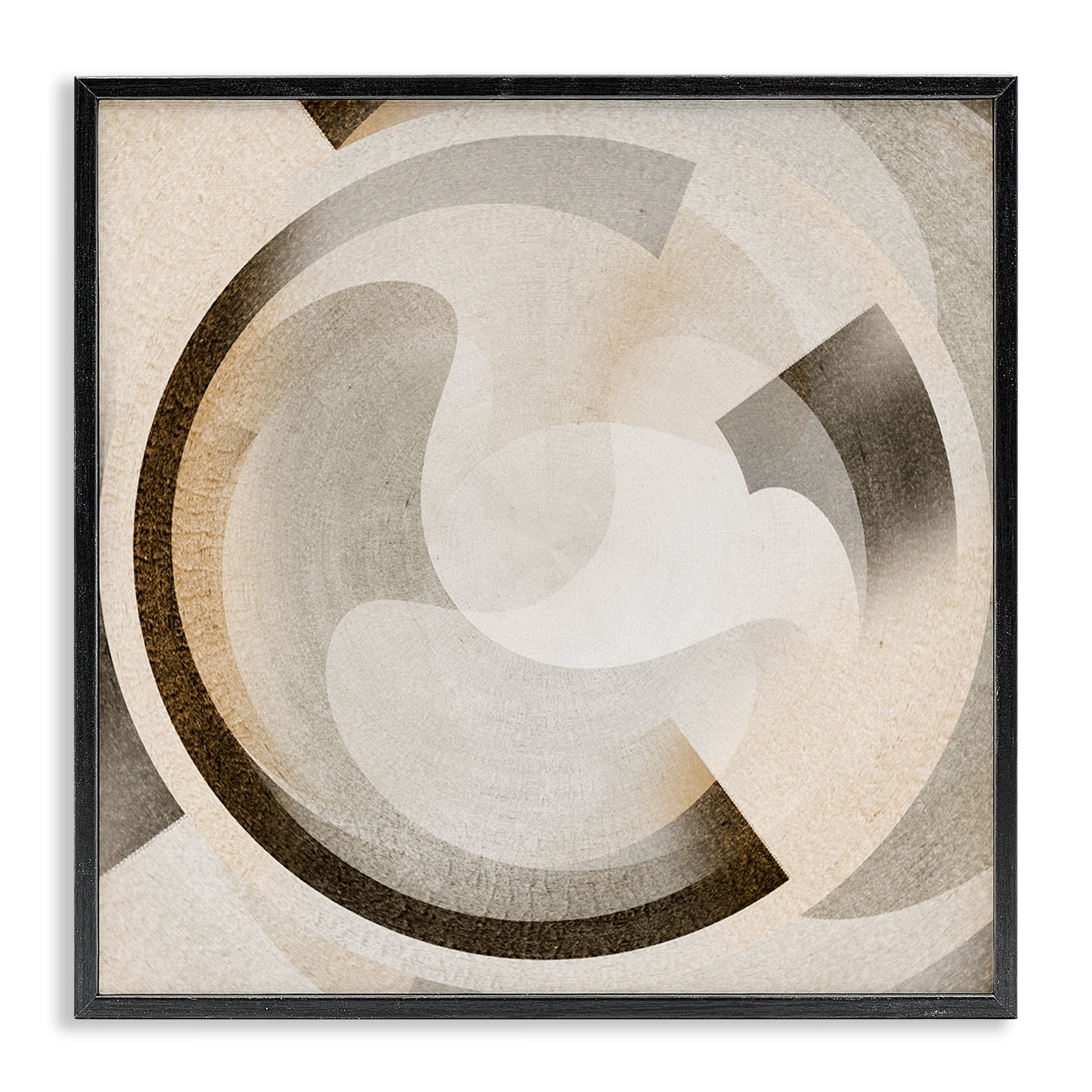 Stupell Industries Round Arches Neutral Abstract Painting Black Framed Art Print Wall Art, 24 x 24
