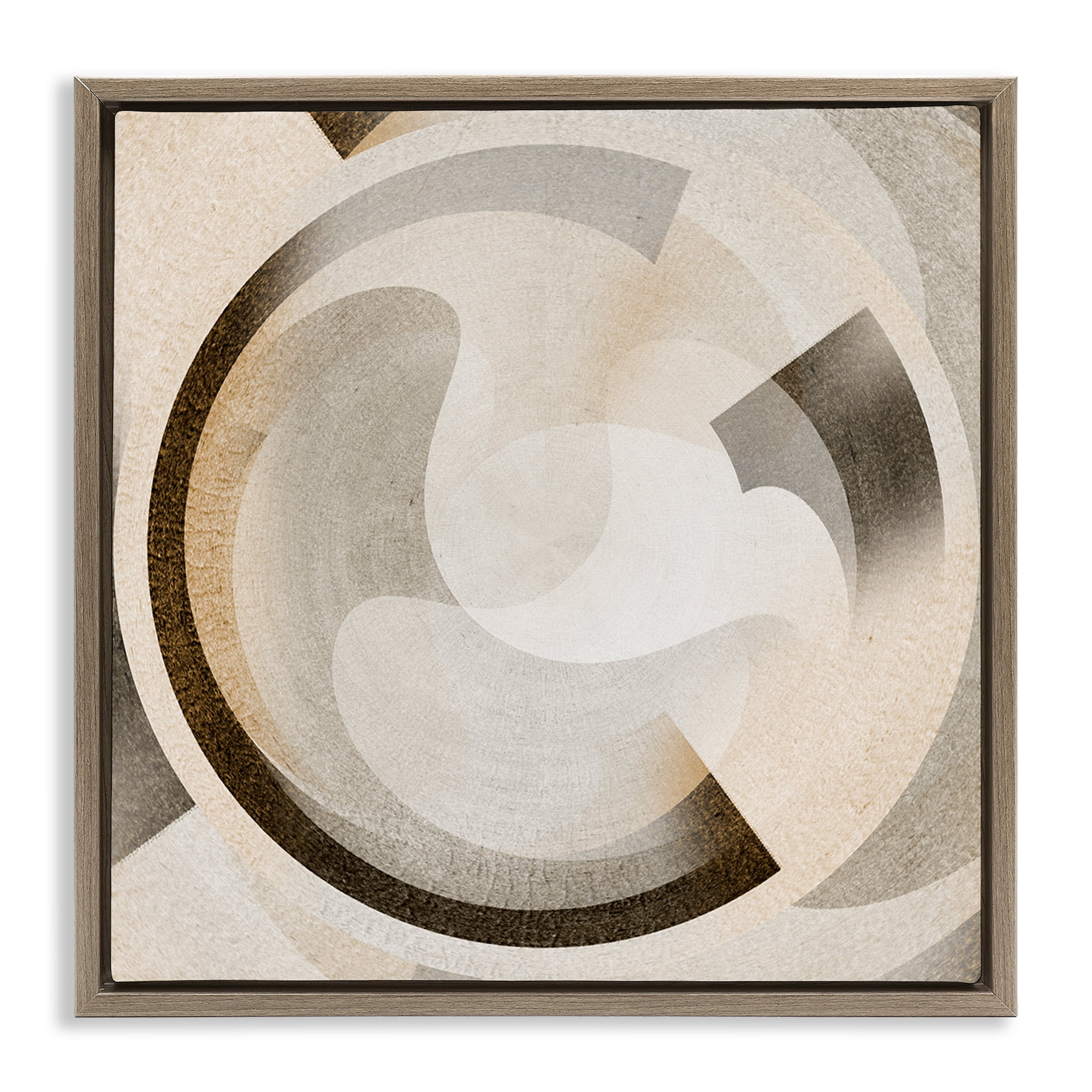 Stupell Industries Round Arches Neutral Abstract Painting Brown Floater Framed Canvas Art Print Wall Art, 18 x 18