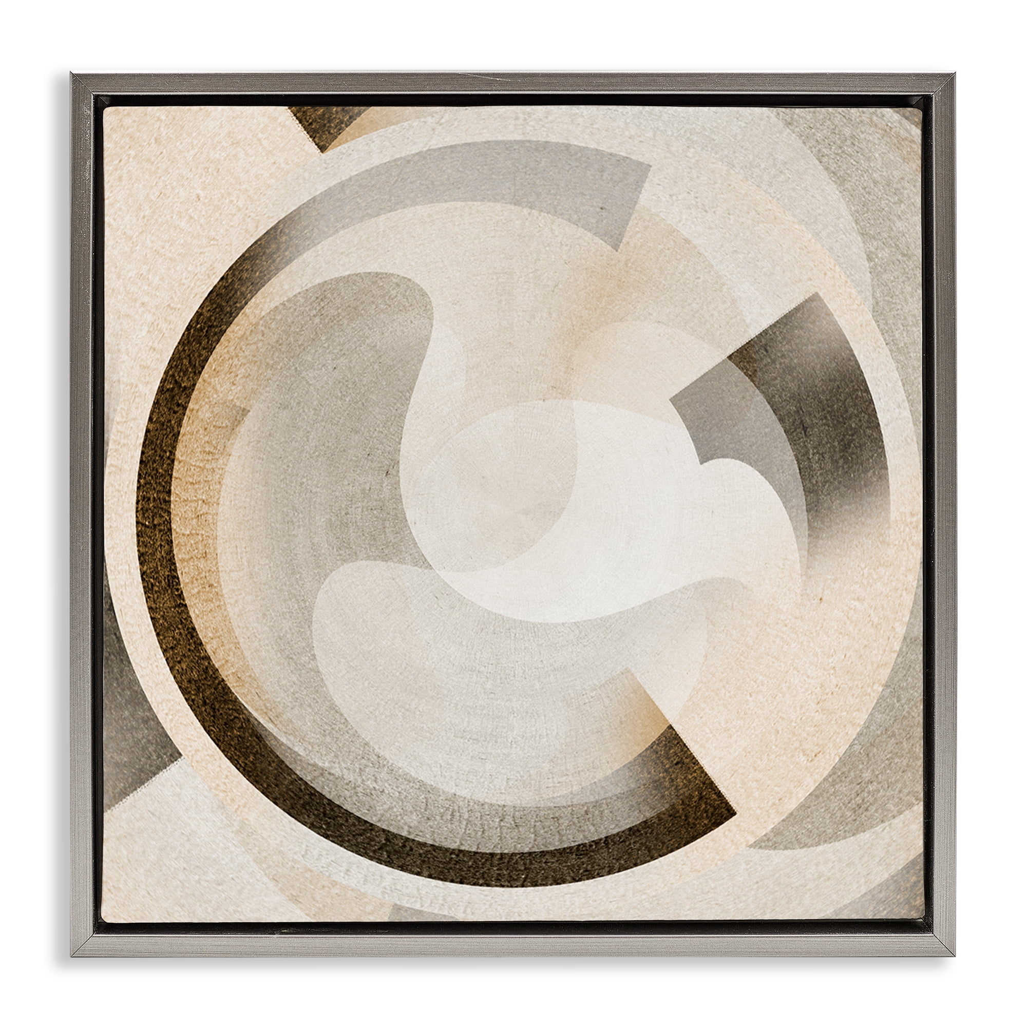 Stupell Industries Round Arches Neutral Abstract Painting Gray Floater Framed Canvas Art Print Wall Art, 18 x 18