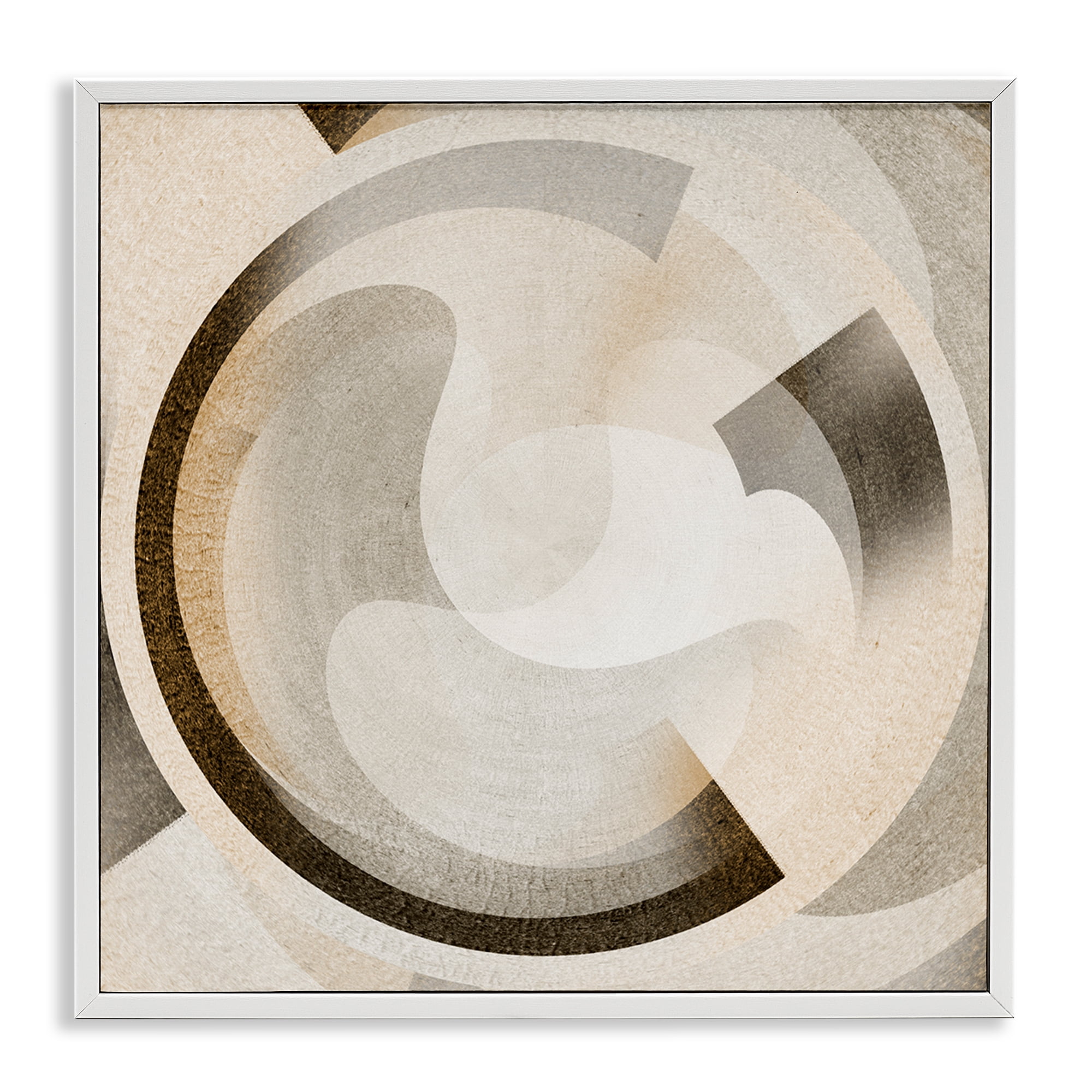 Stupell Industries Round Arches Neutral Abstract Painting White Framed Art Print Wall Art, 12 x 12