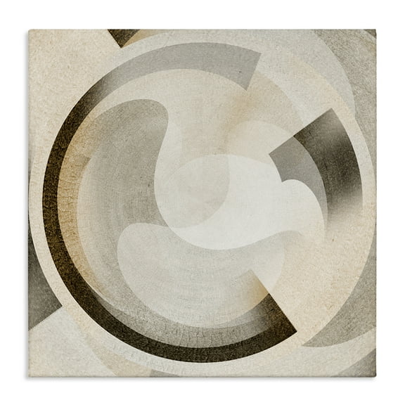 Stupell Industries Round Arches Neutral Abstract Painting Wrapped Canvas Art Print Wall Art, 17 x 17