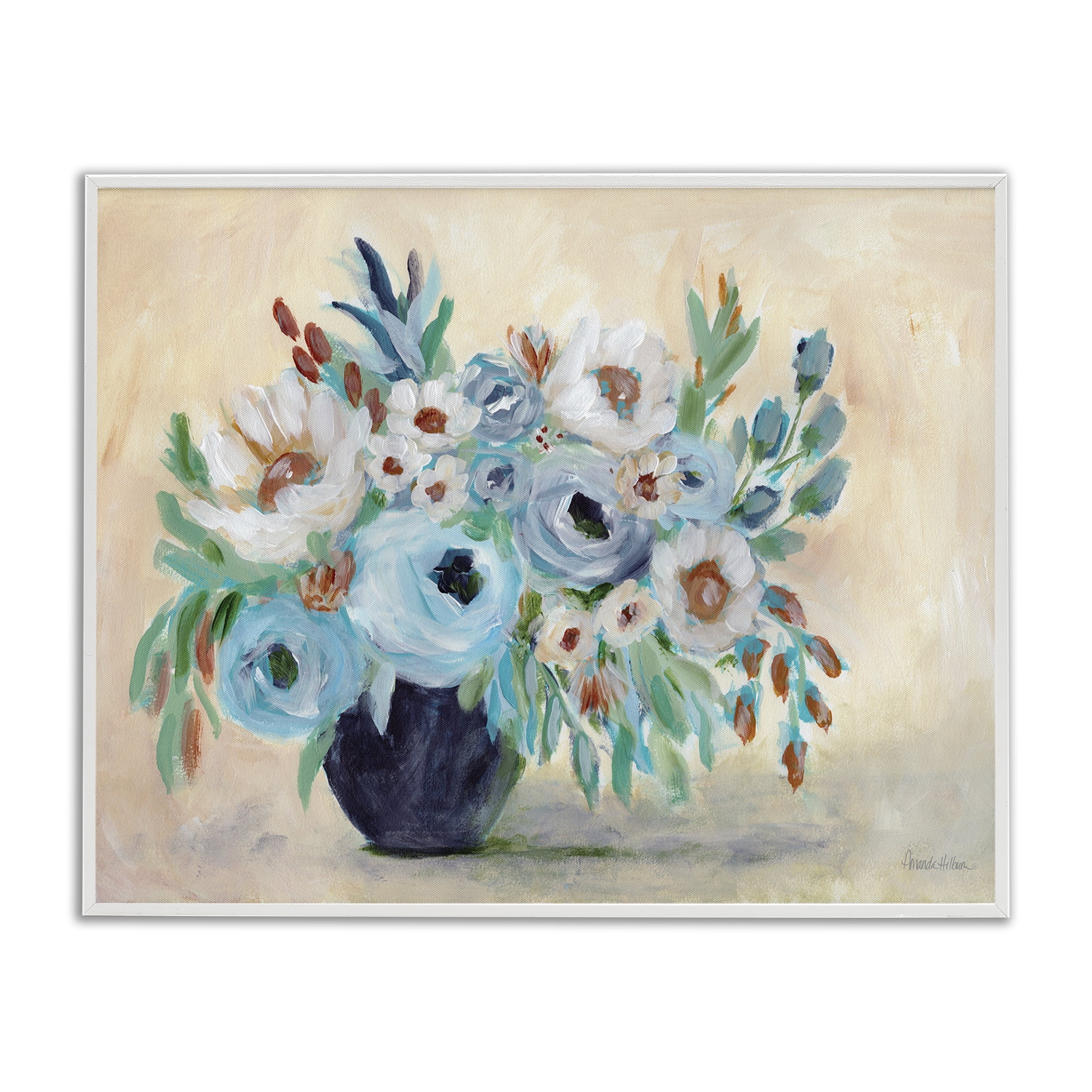 Stupell Industries Round Blooms Bouquet Botanical & Floral Painting White Framed Art Print Wall Art, 30 x 24