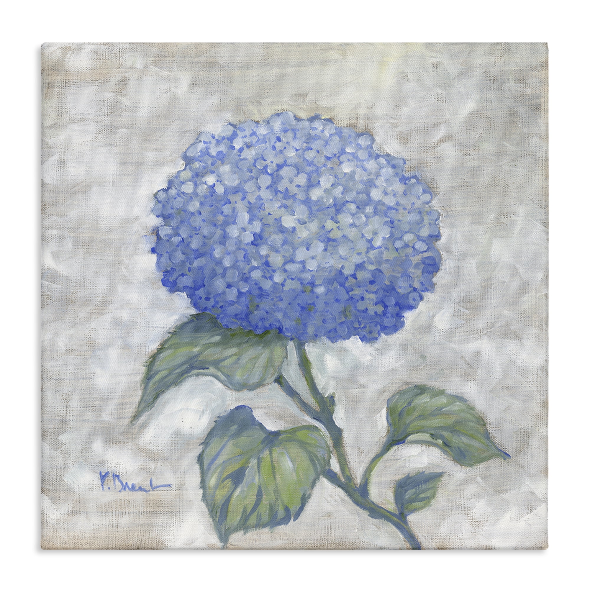 Stupell Industries Round Blue Country Hydrangea Floral Painting Wrapped Canvas Canvas Art Print Wall Art, 17 x 17