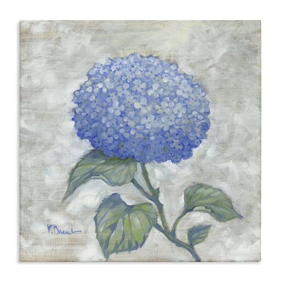 Stupell Industries Round Blue Country Hydrangea Floral Painting Wrapped Canvas Canvas Art Print Wall Art, 30 x 30