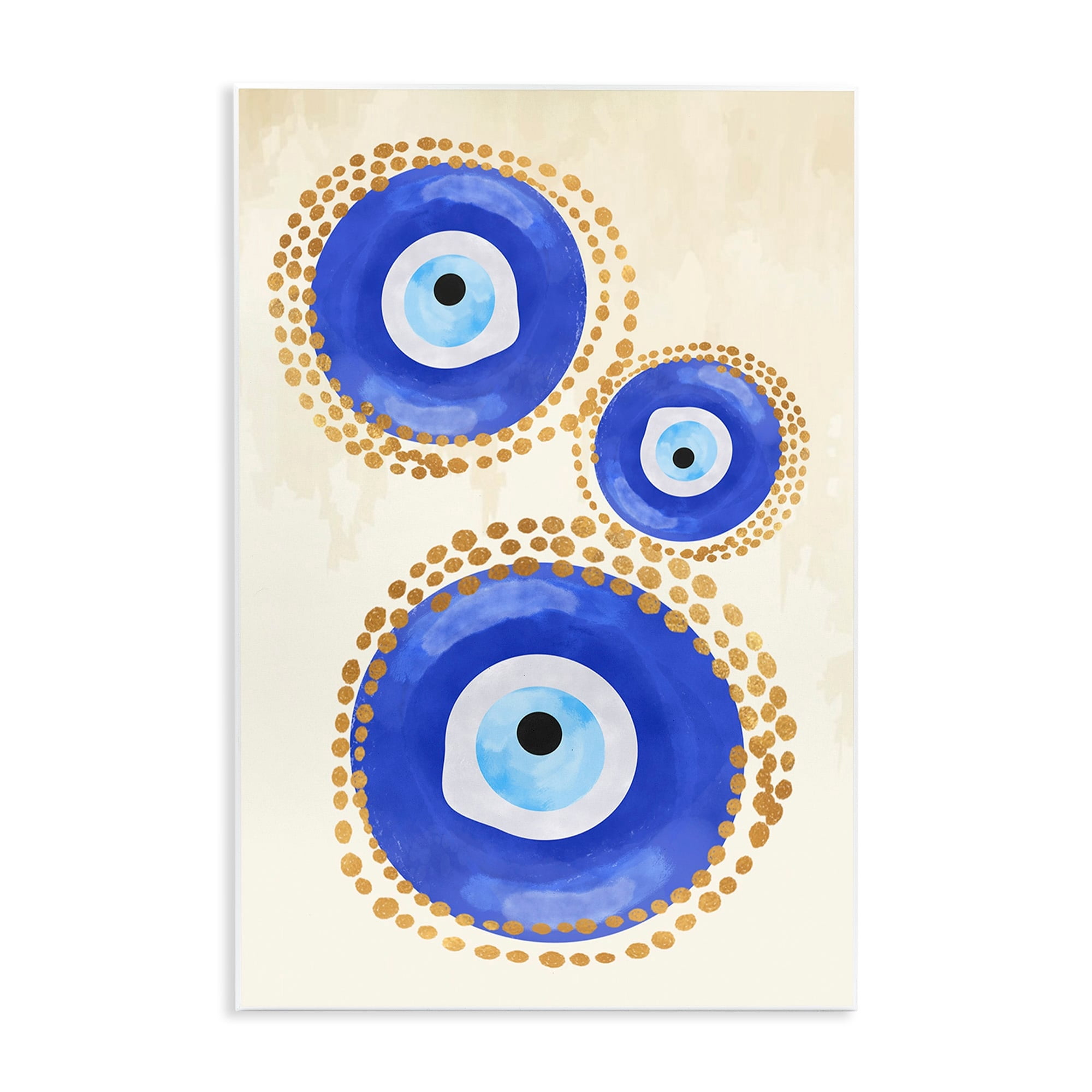 Stupell Industries Round Blue Evil Eye Pattern Lustrous Dotted Detail Painting Unframed Art Print Wall Art, Design by Two Smart Blondes