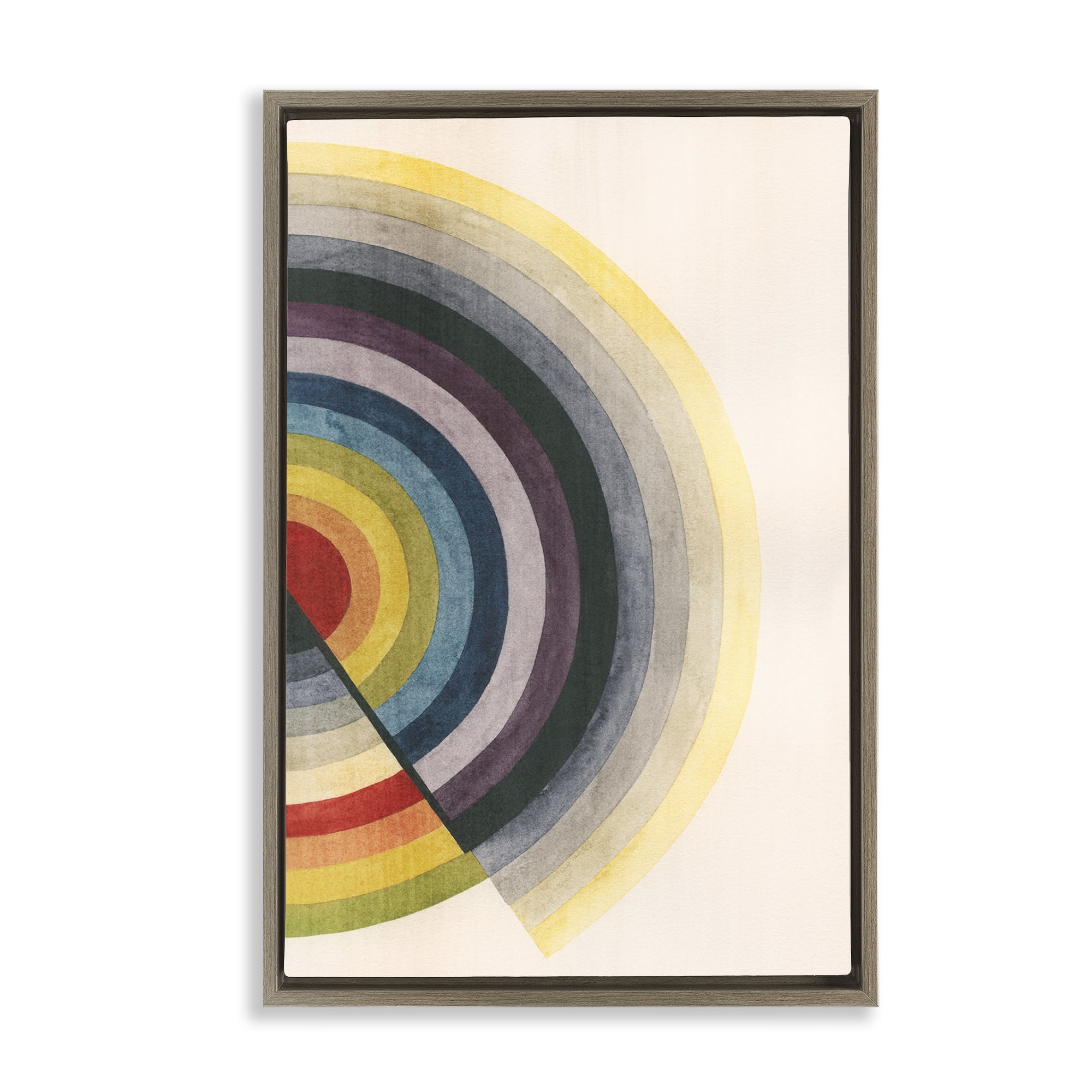 Stupell Industries Round Centric Pattern Abstract Painting Brown Floater Framed Canvas Art Print Wall Art, 21 x 31