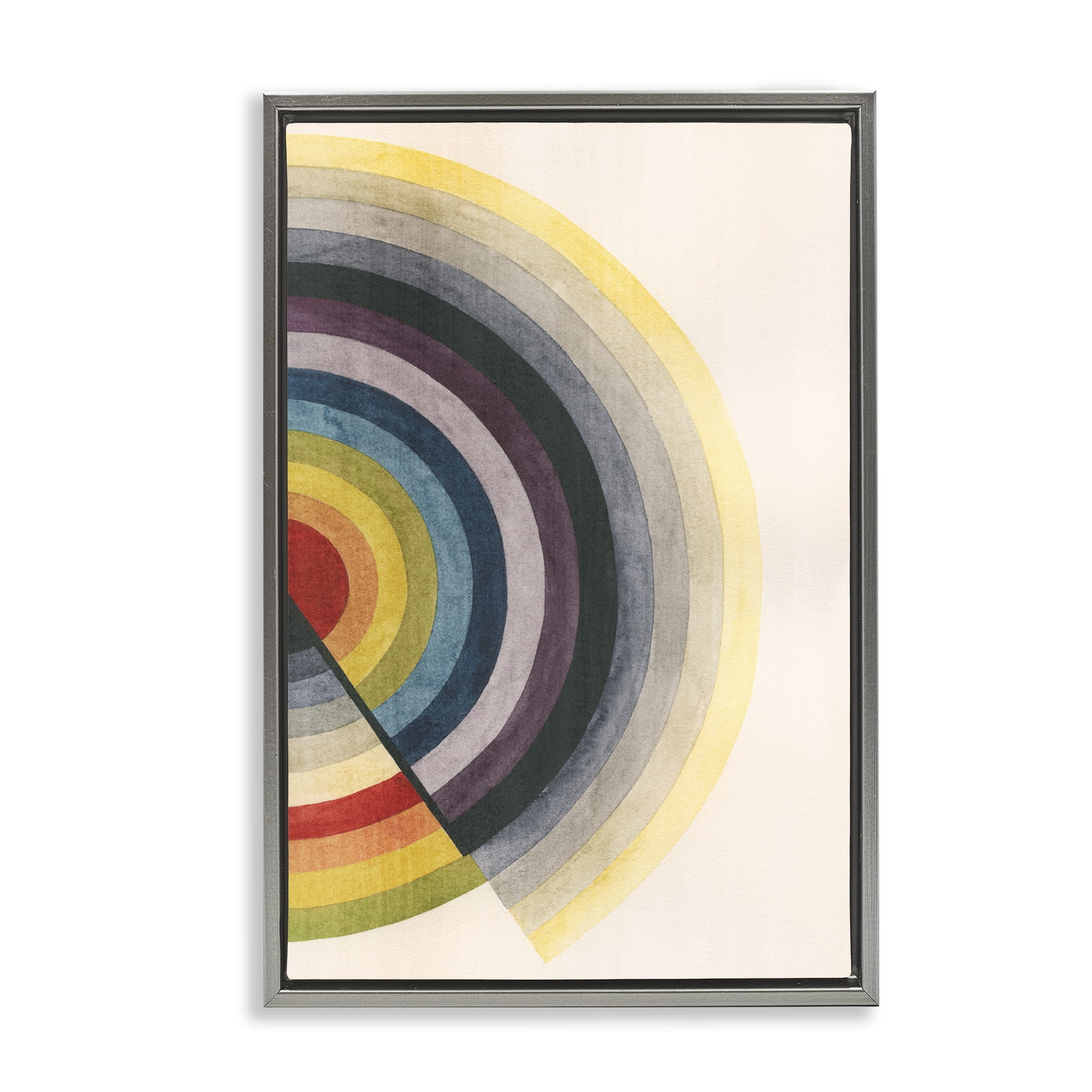 Stupell Industries Round Centric Pattern Abstract Painting Gray Floater Framed Canvas Art Print Wall Art, 21 x 31