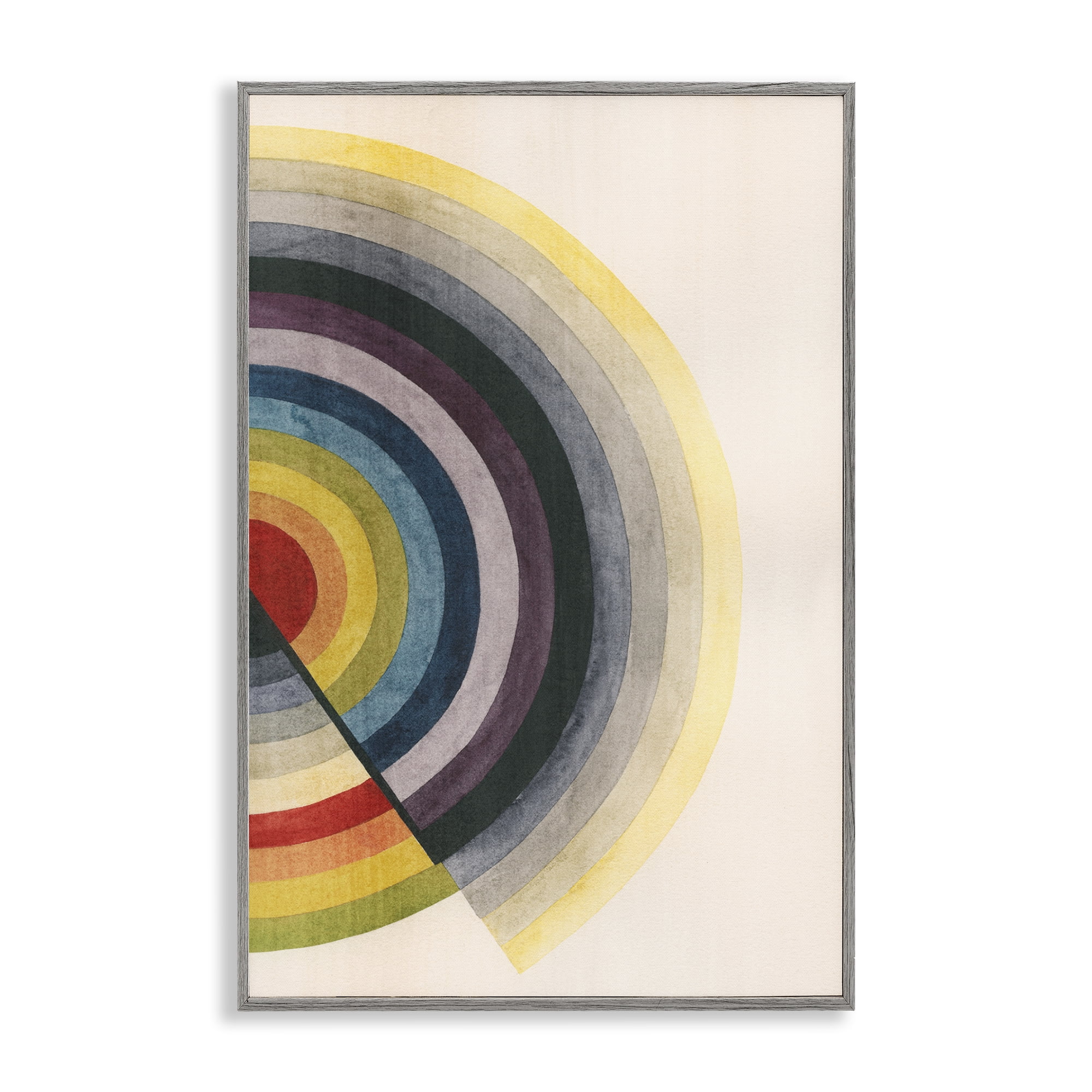 Stupell Industries Round Centric Pattern Abstract Painting Gray Framed Art Print Wall Art, 16 x 24