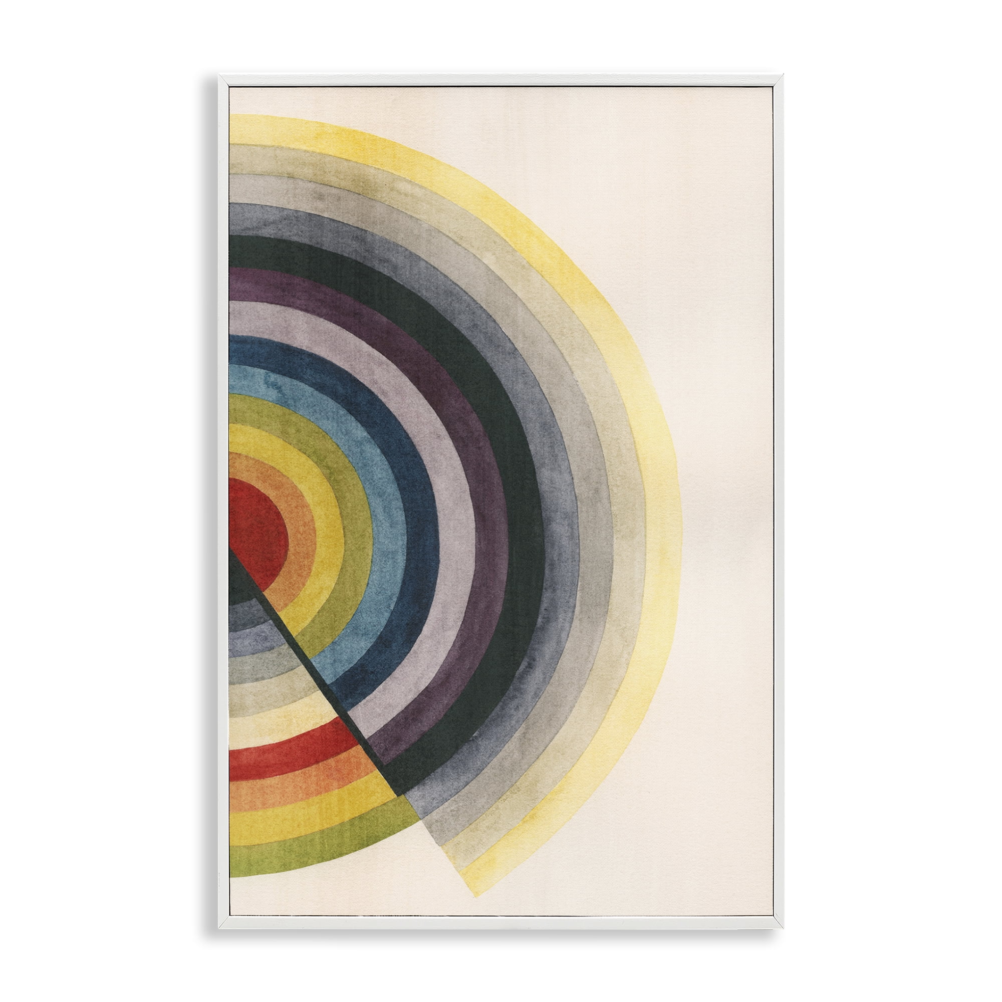 Stupell Industries Round Centric Pattern Abstract Painting White Framed Art Print Wall Art, 16 x 24