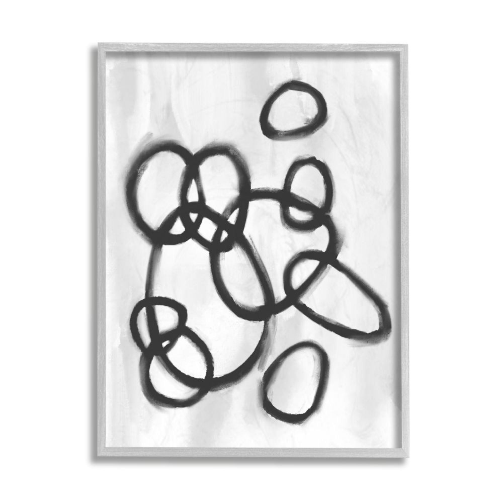 Stupell Industries Round Circular Linework Abstract Black White Design by Daphne Polselli, 11" x 14", Gray Framed