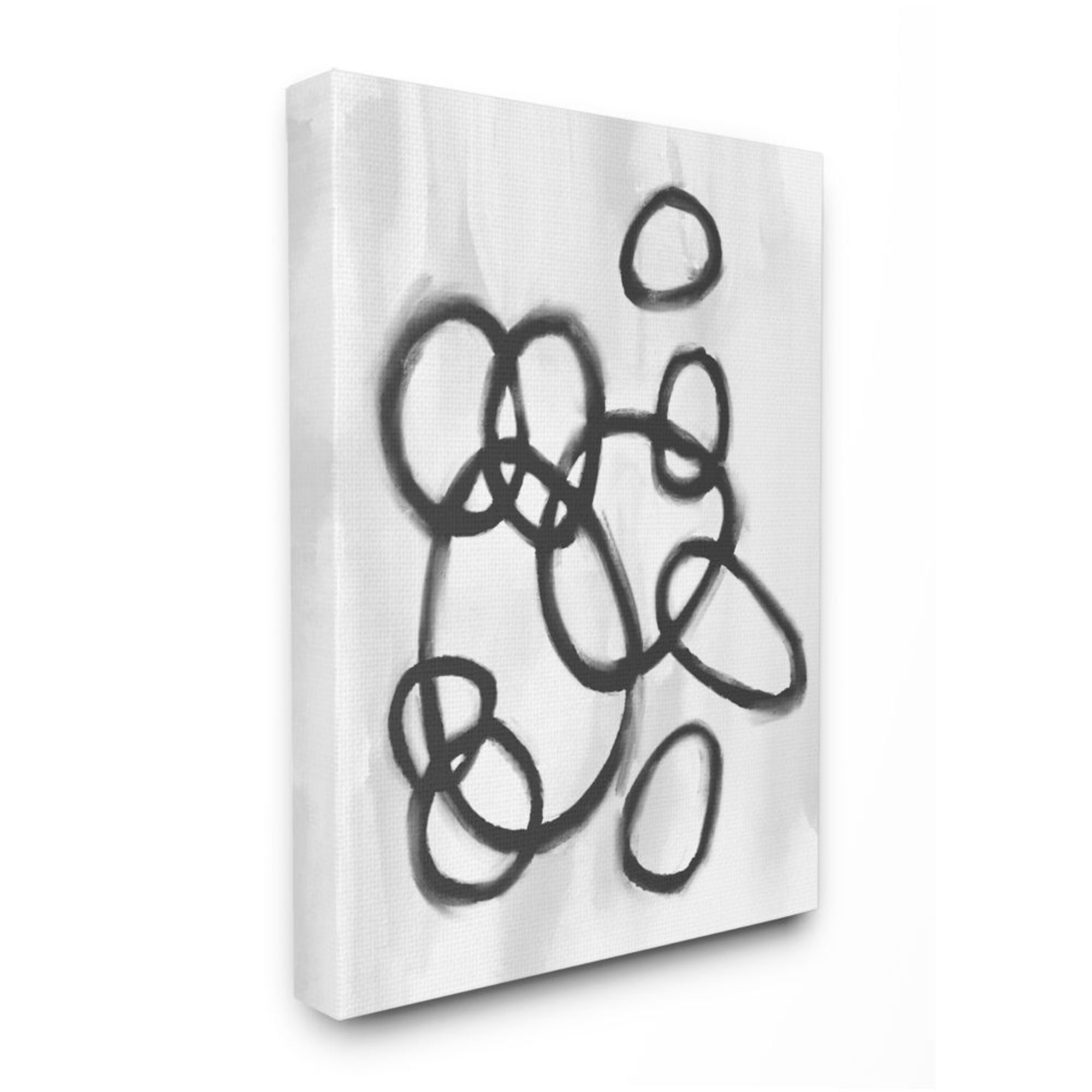 Stupell Industries Round Circular Linework Abstract Black White Design by Daphne Polselli, 30" x 40"