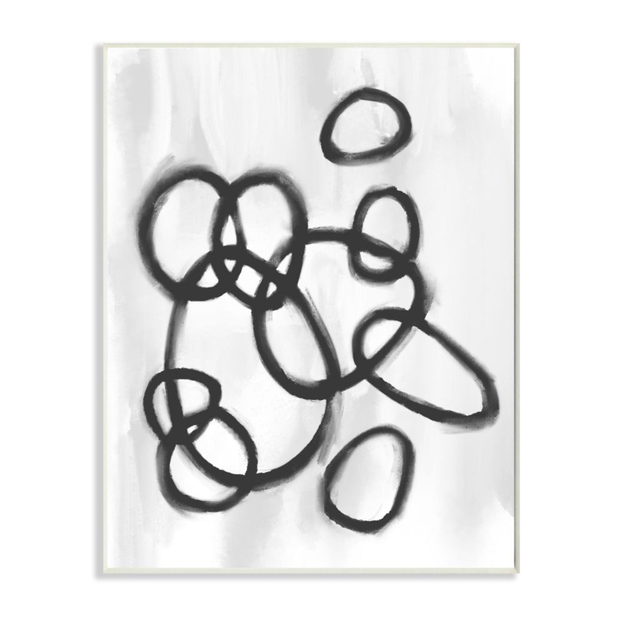 Stupell Industries Round Circular Linework Abstract Black White Design by Daphne Polselli