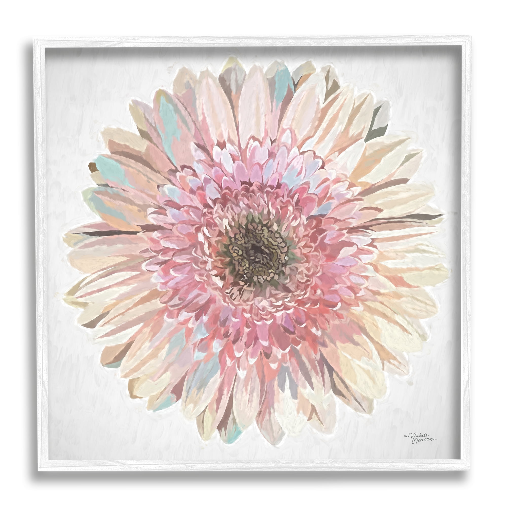 Stupell Industries Round Daisy Petal Design Flower Blossom Illustration Graphic Art White Framed Art Print Wall Art, Design by Michele Norman
