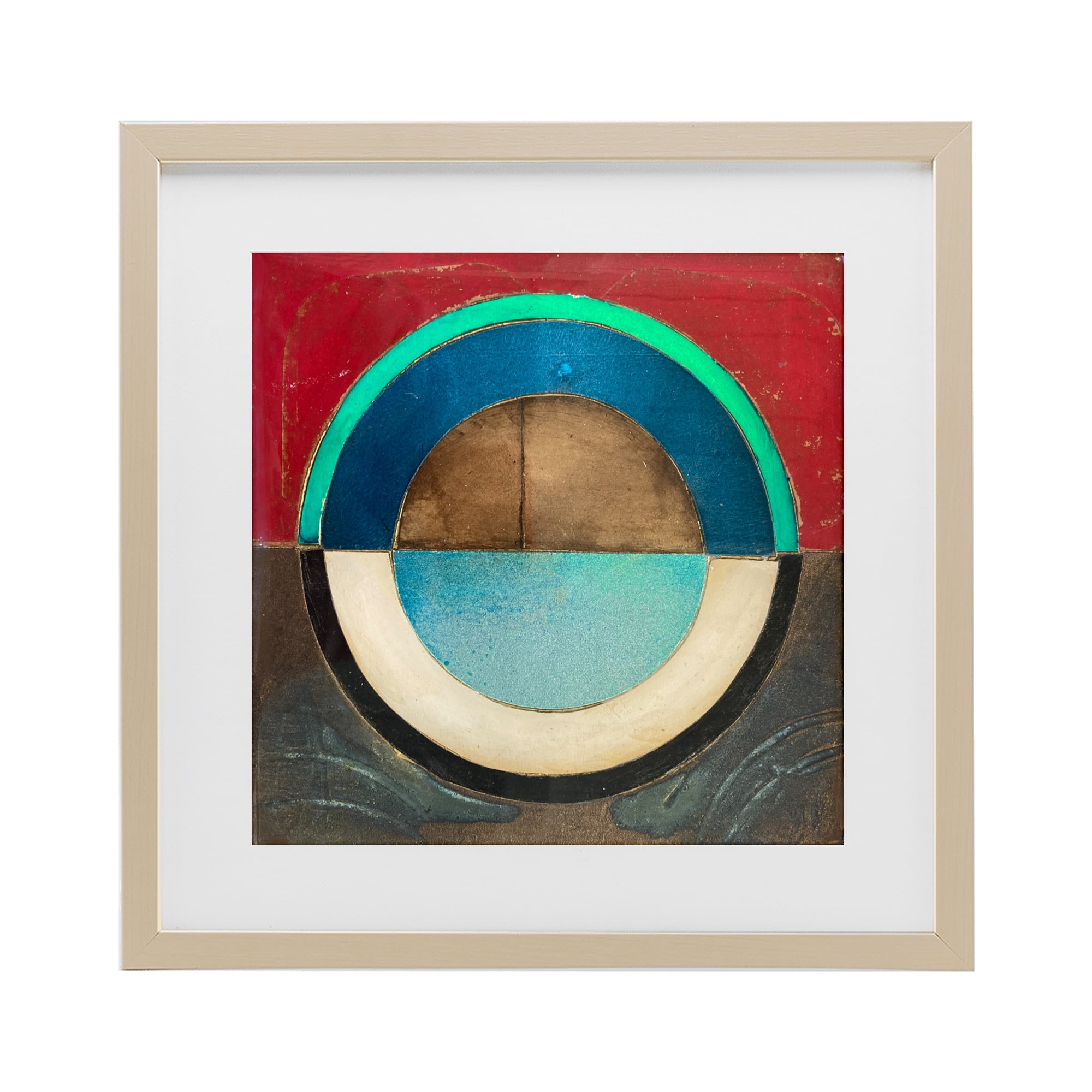 Stupell Industries Round Distressed Circle Birch Framed Print Under Glass, design by Matthew Finger