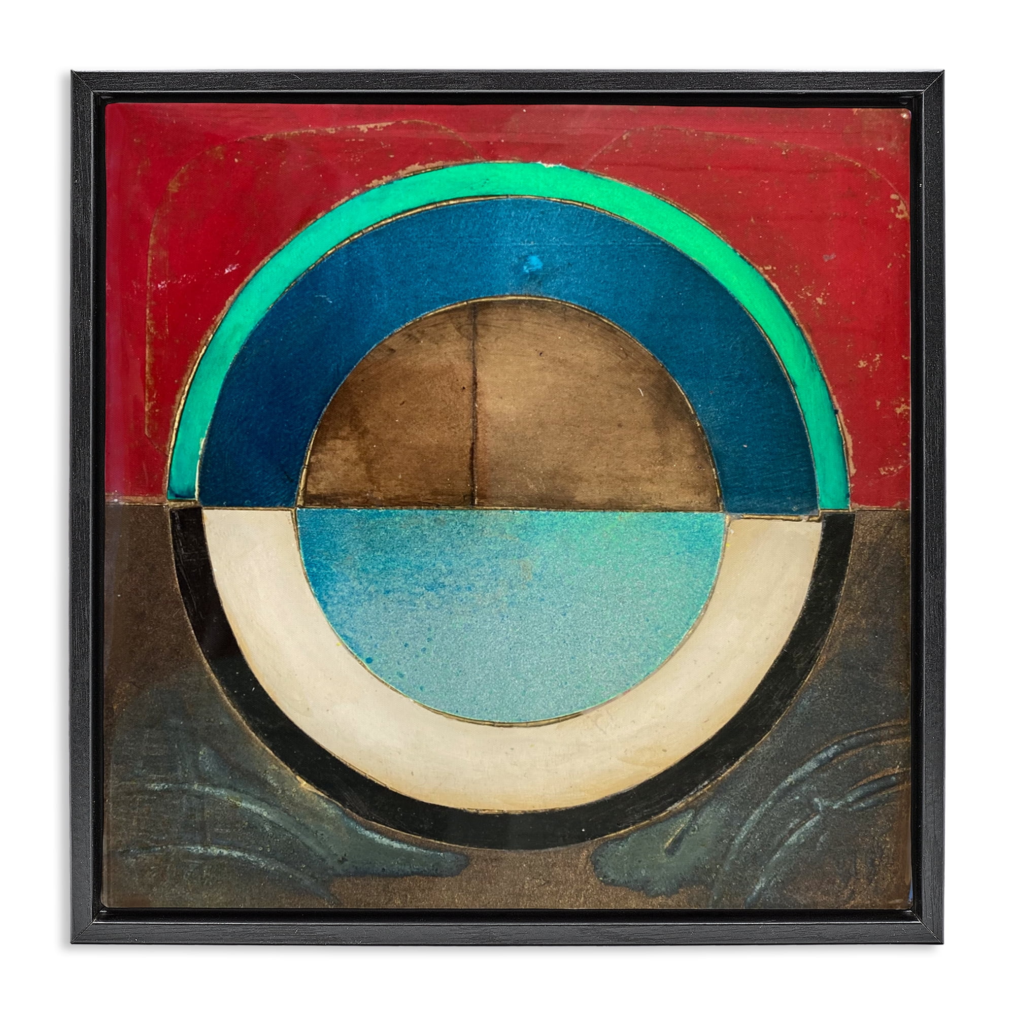 Stupell Industries Round Distressed Circle Black Framed Floater Canvas Wall Art, design by Matthew Finger