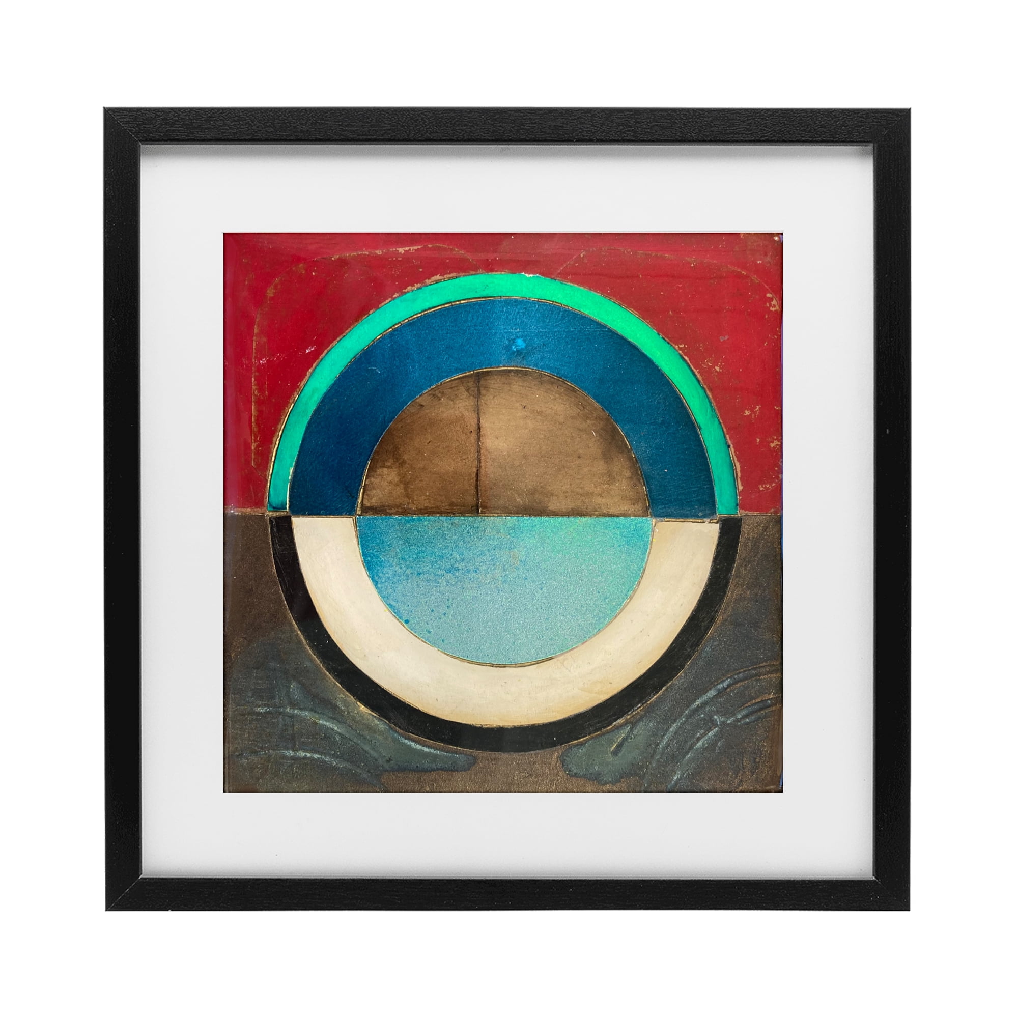 Stupell Industries Round Distressed Circle Black Framed Print Under Glass, design by Matthew Finger