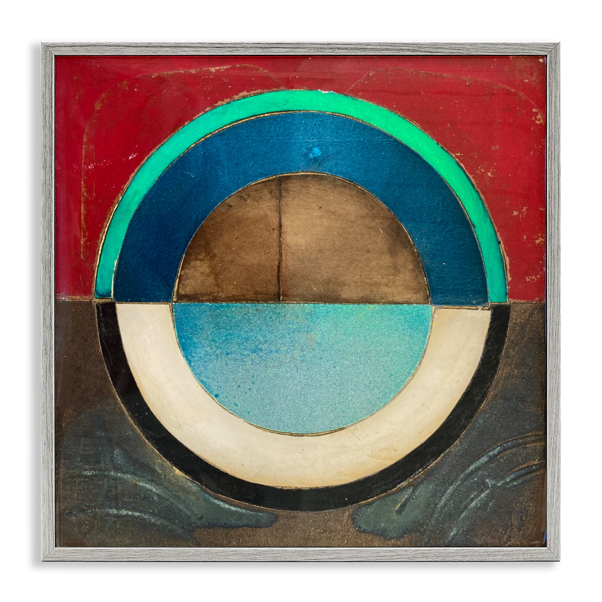 Stupell Industries Round Distressed Circle Gray Framed Giclee Art, design by Matthew Finger