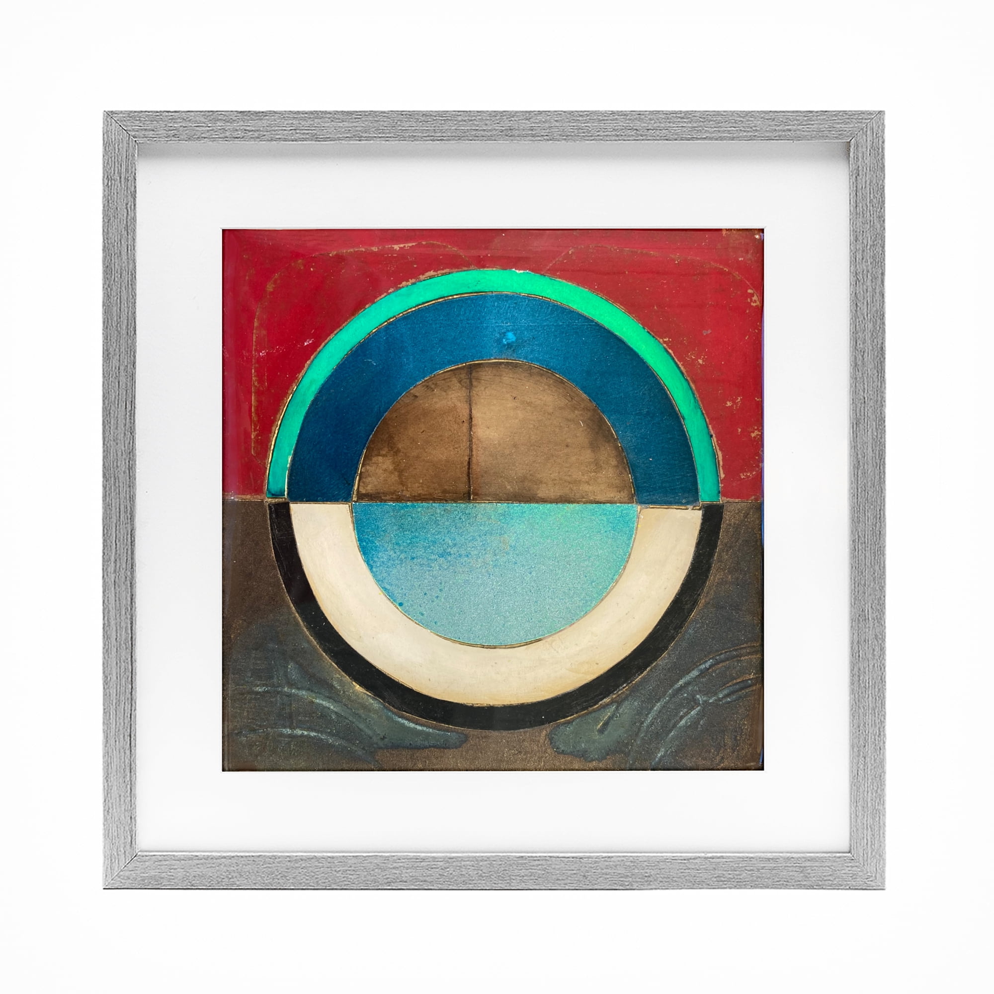 Stupell Industries Round Distressed Circle Gray Framed Print Under Glass, design by Matthew Finger