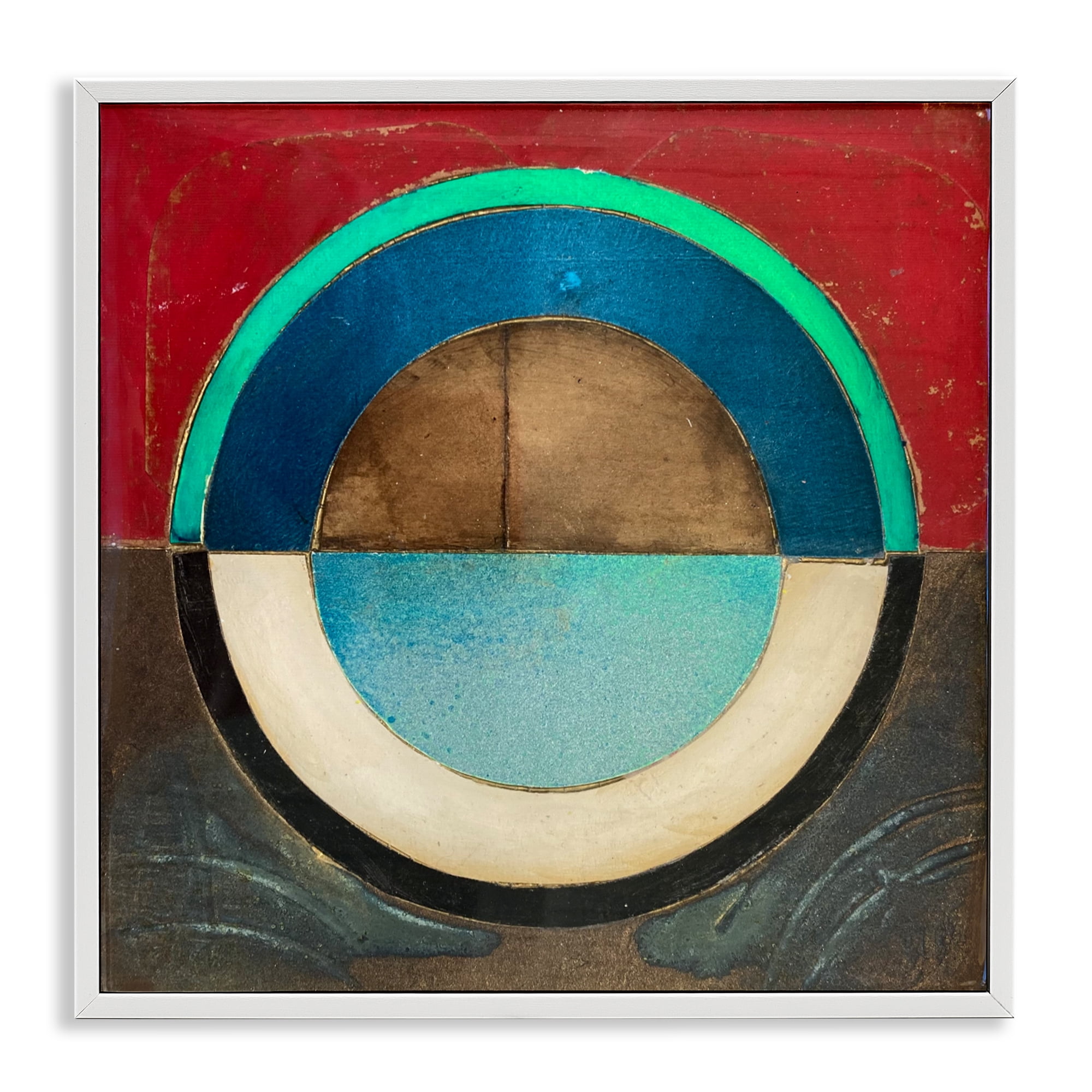 Stupell Industries Round Distressed Circle White Framed Giclee Art, design by Matthew Finger