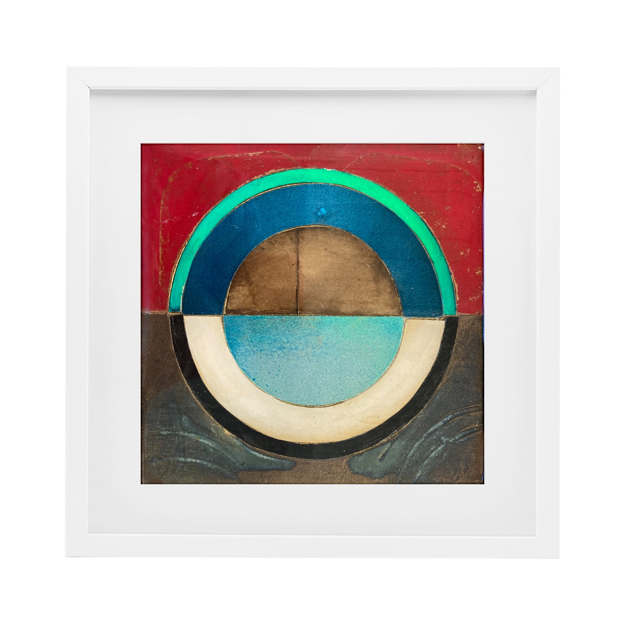 Stupell Industries Round Distressed Circle White Framed Print Under Glass, design by Matthew Finger
